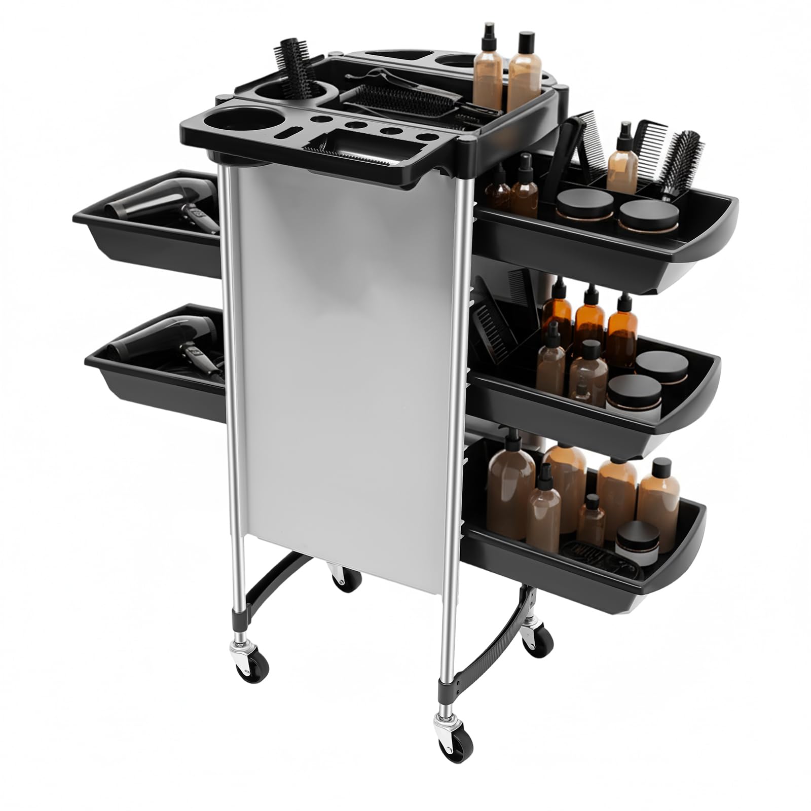 TiryyDrela Carrello Parrucchiere 6 Piani 5 Cassetti Inox