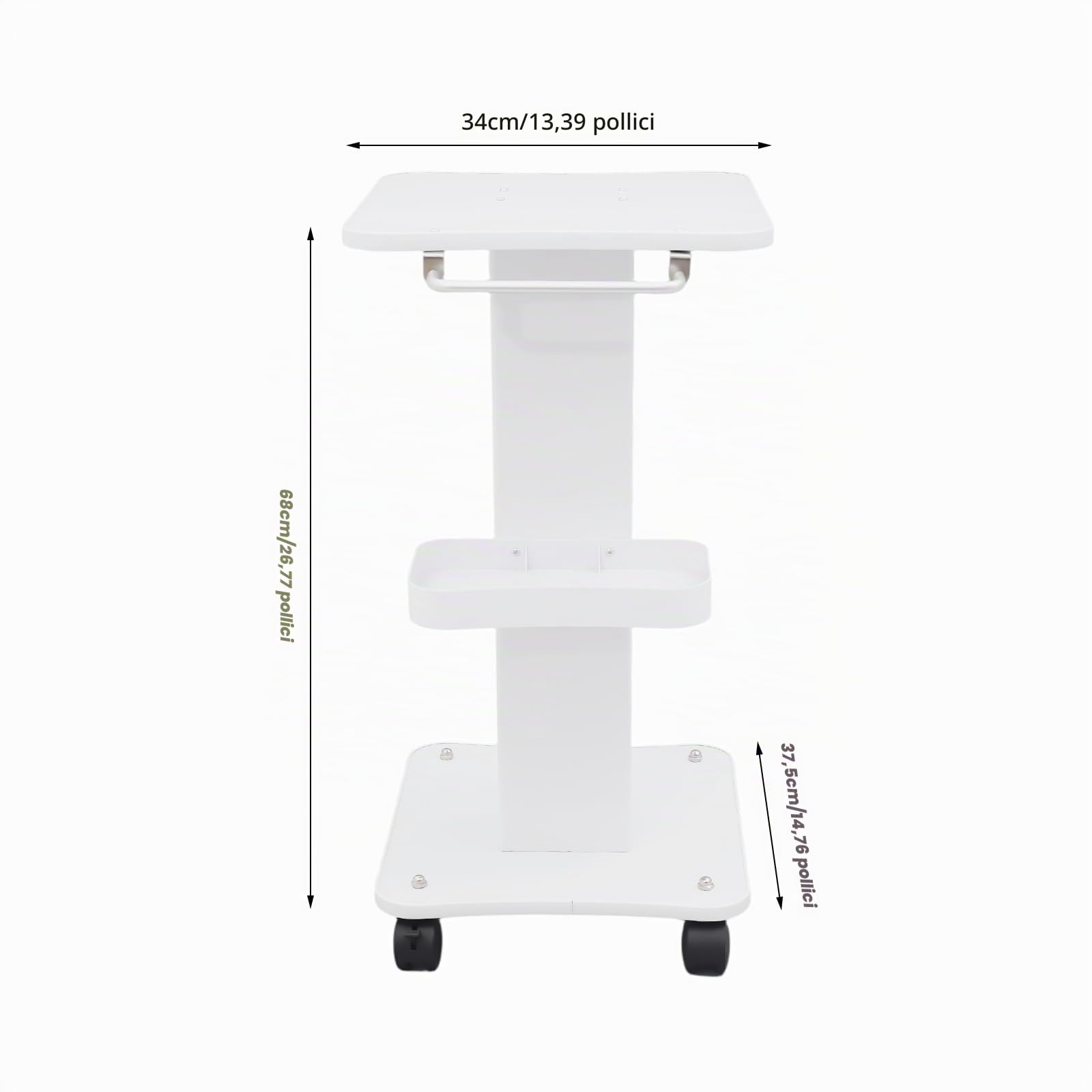 TiryyDrela Carrello Estetico 3 Ripiani Bianco 40kg