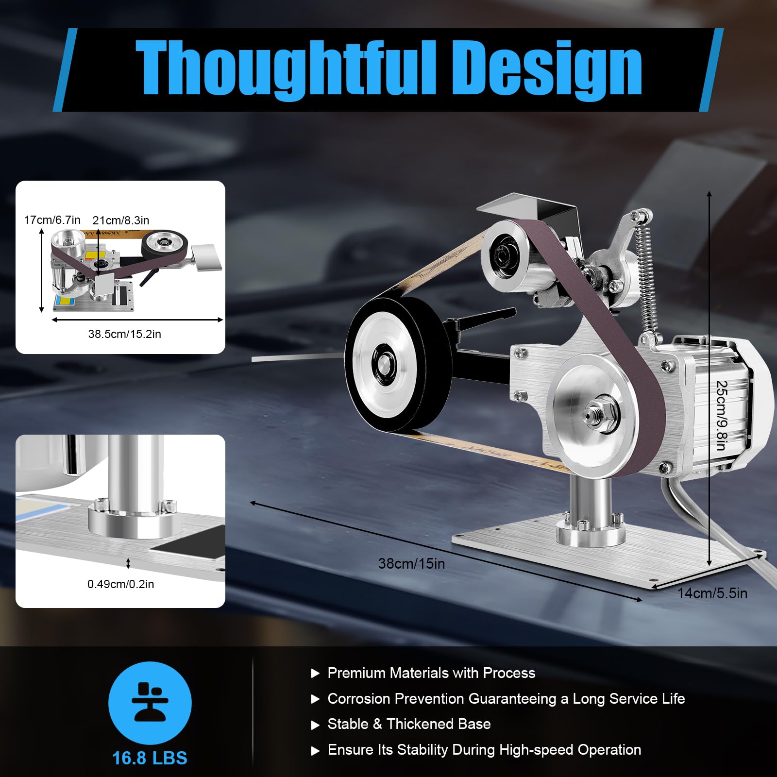 TiryyDrela Levigatrice a Nastro da Banco 762x25 mm 550 W