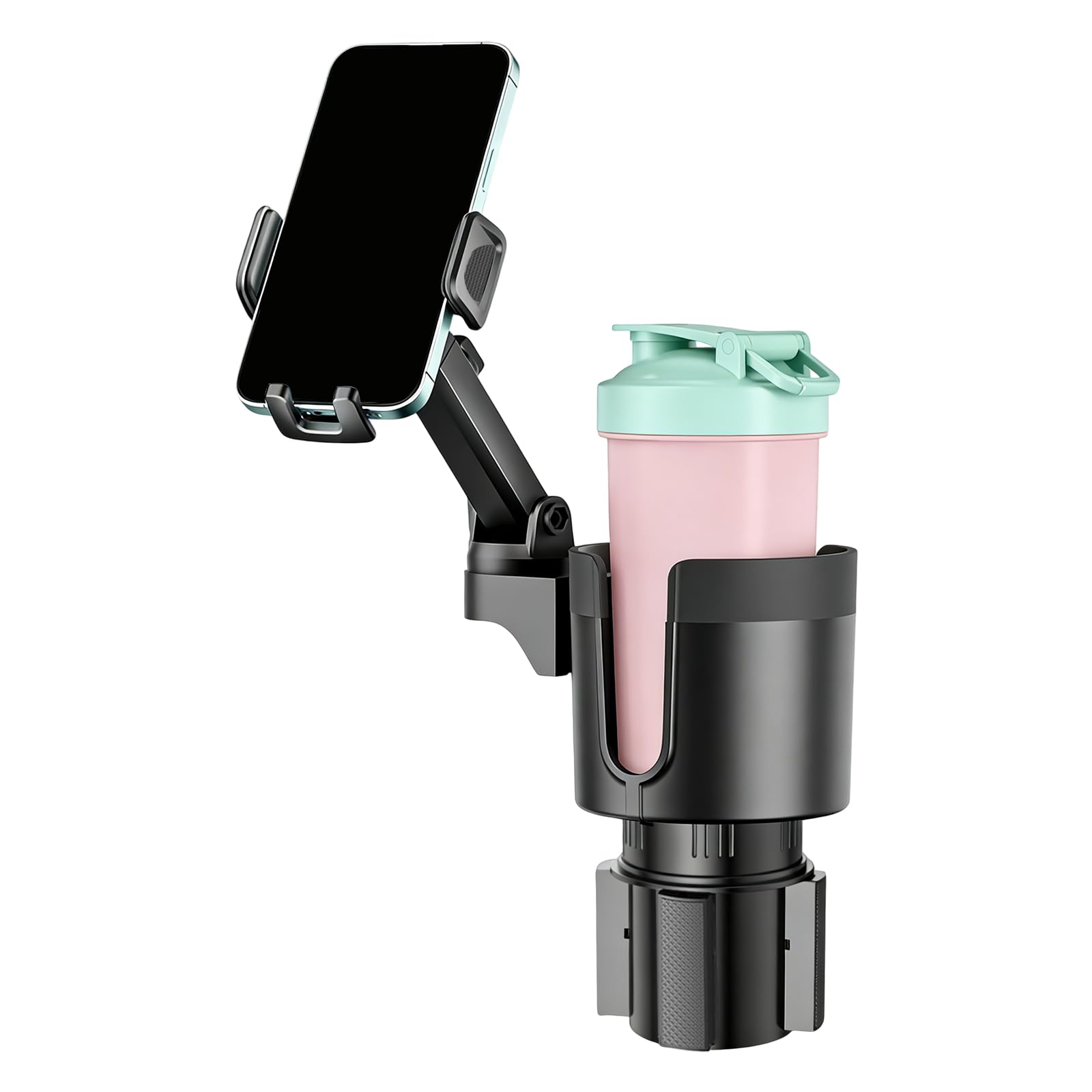 TiryyDrela Portabicchieri Auto 2 in 1 Nero con Porta Telefono