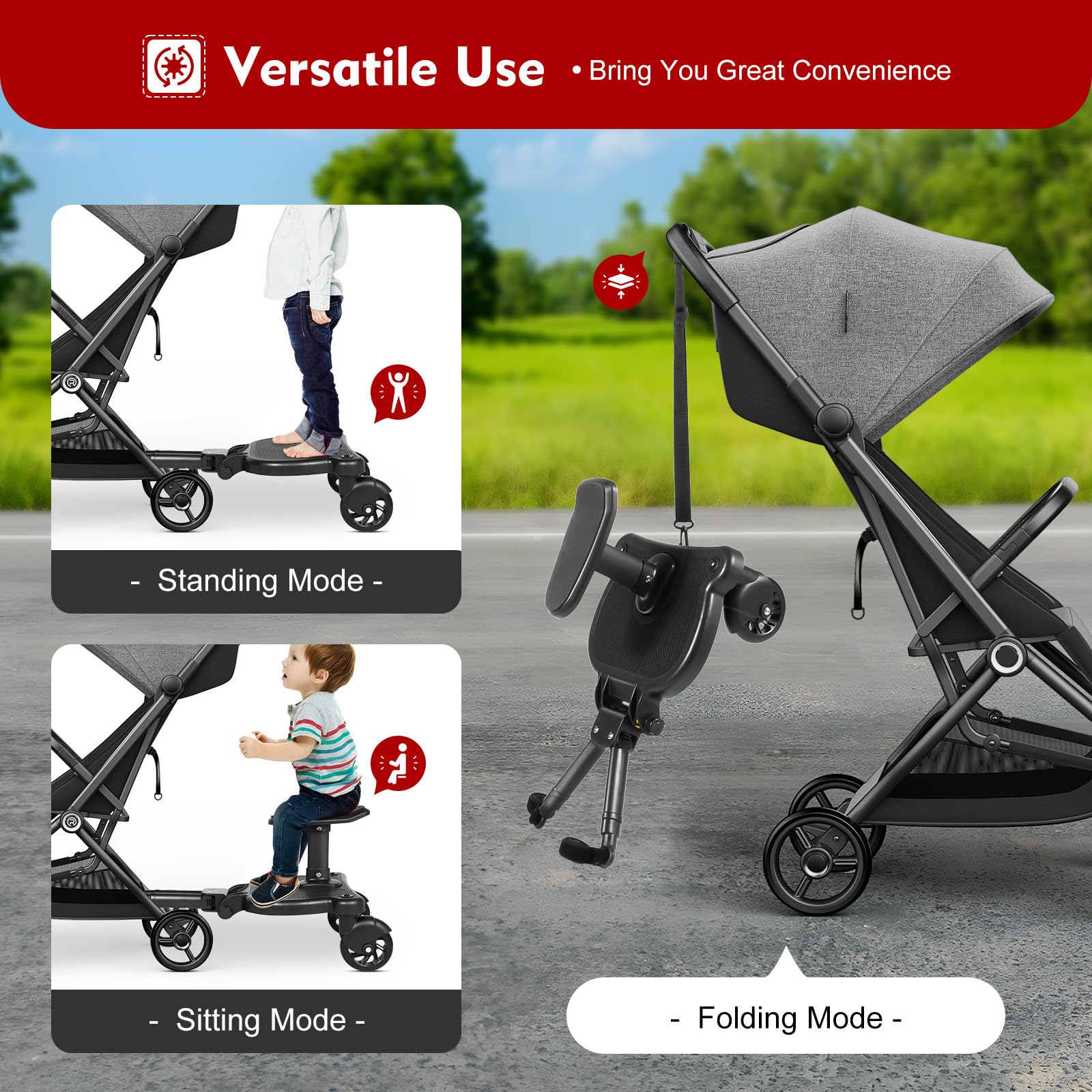 TiryyDrela Pedana Passeggino Regolabile con Sedile 25Kg