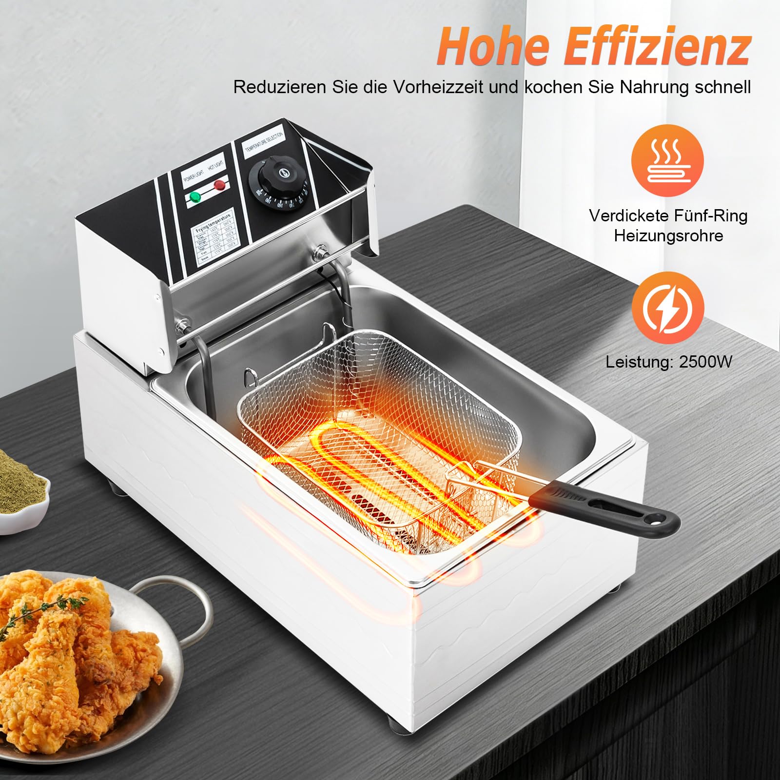 TiryyDrela friggitrice elettrica inox 6L 2500W 60-200°C
