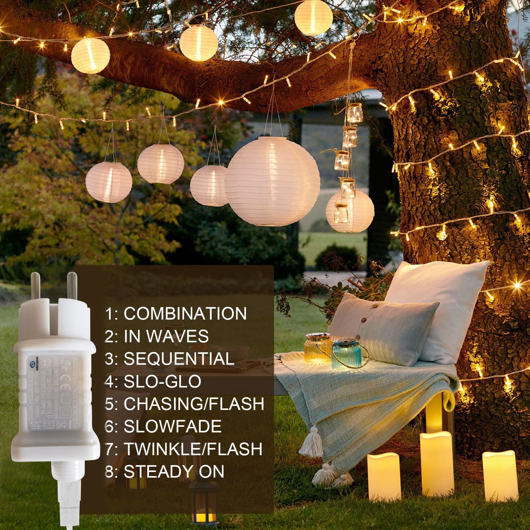 WOWDSGN catena luminosa 20 m 200 LED bianco caldo IP44