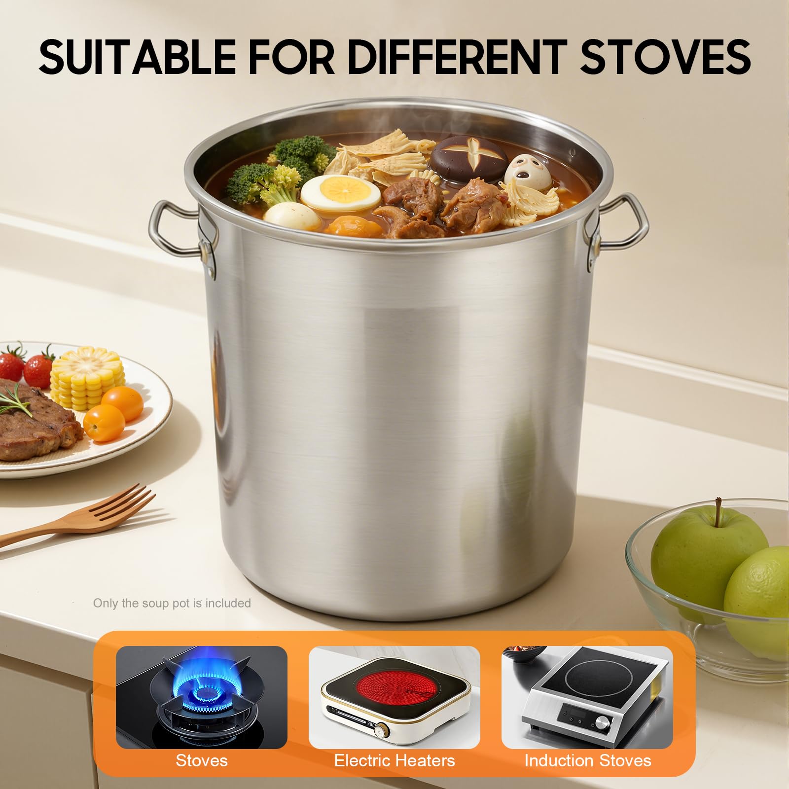 TiryyDrela Pentola Acciaio Inox 50 L Ø40 cm con Coperchio