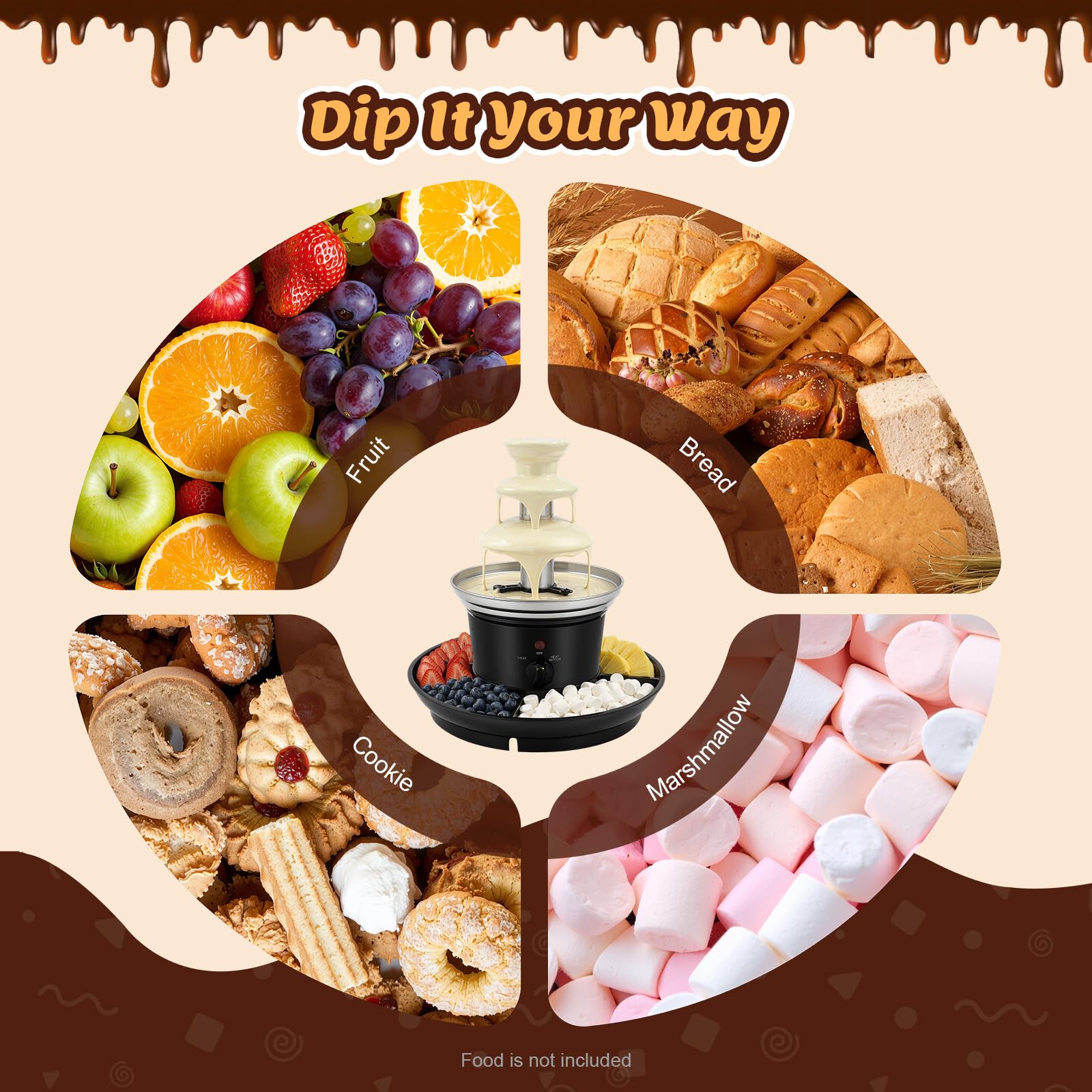TiryyDrela Fontana cioccolato 3 livelli 0,45kg inox