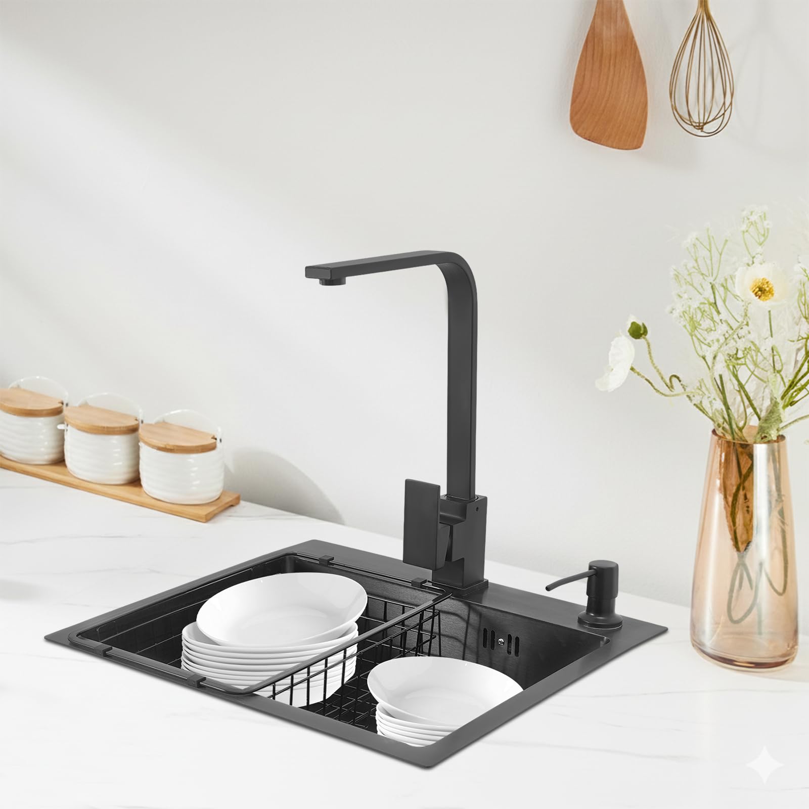 TiryyDrela Lavello Cucina Inox con Rubinetto 1 Vasca Nano Grigio