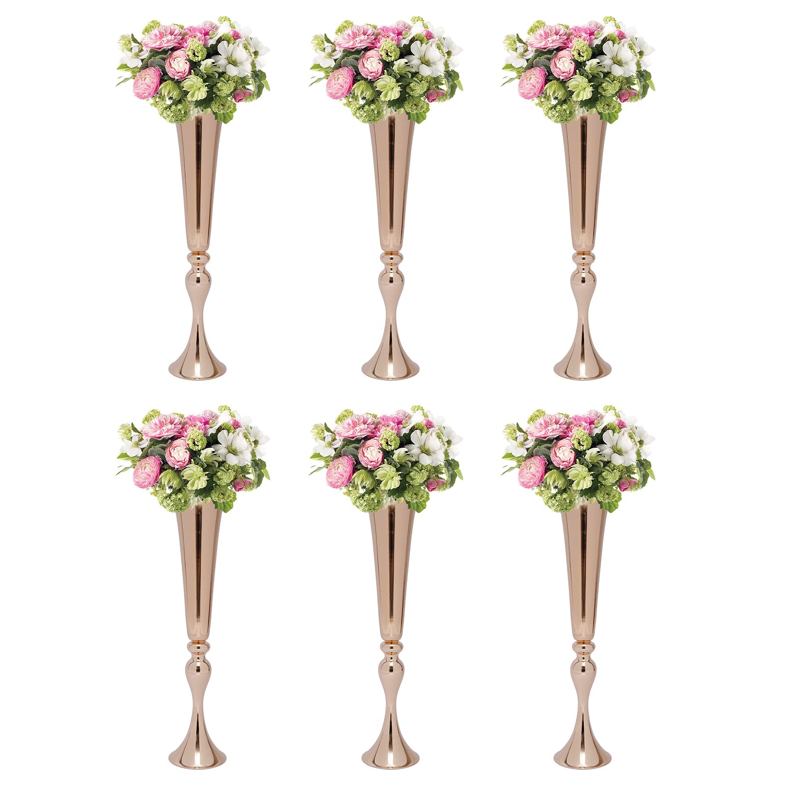 TiryyDrela Vasi Tromba Oro 56 cm Set 6 Pezzi Metallo