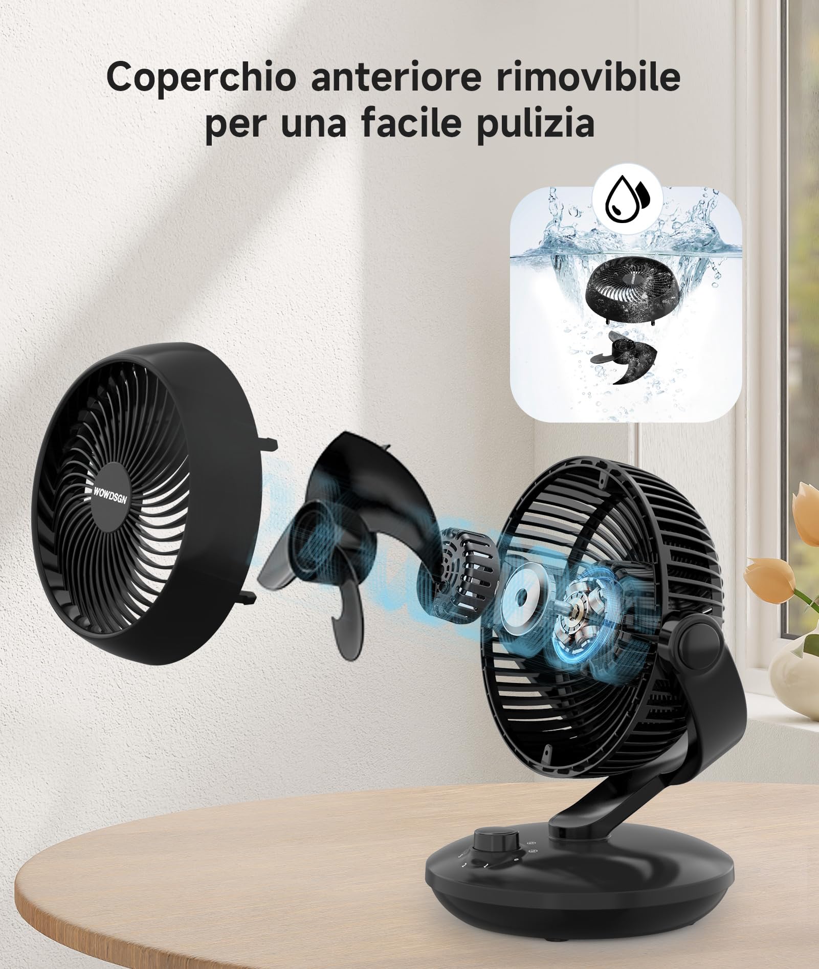 WOWDSGN XD-1586FC Ventilatore da Tavolo Silenzioso 24dB