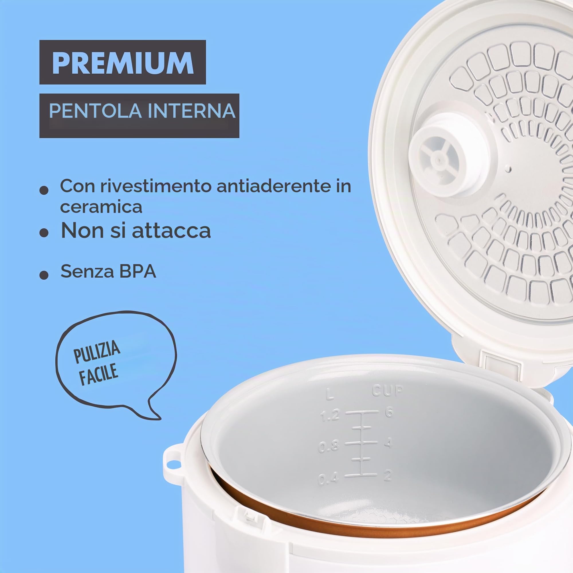 Reishunger Basis cuociriso elettrico 1,2 L grigio 6 porzioni