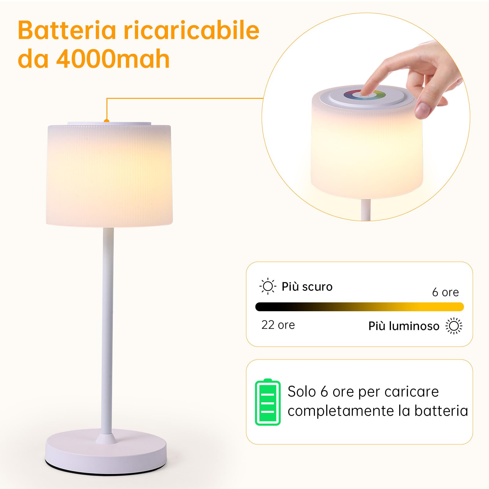 WOWDSGN lampada da tavolo ricaricabile RGB 4000mAh IP44