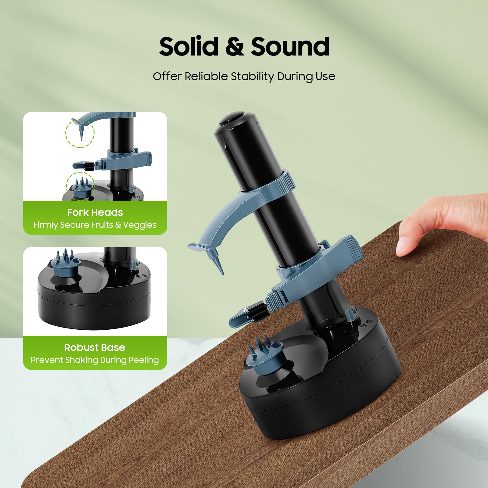 TiryyDrela pelapatate elettrico inox nero 14x14x29 cm