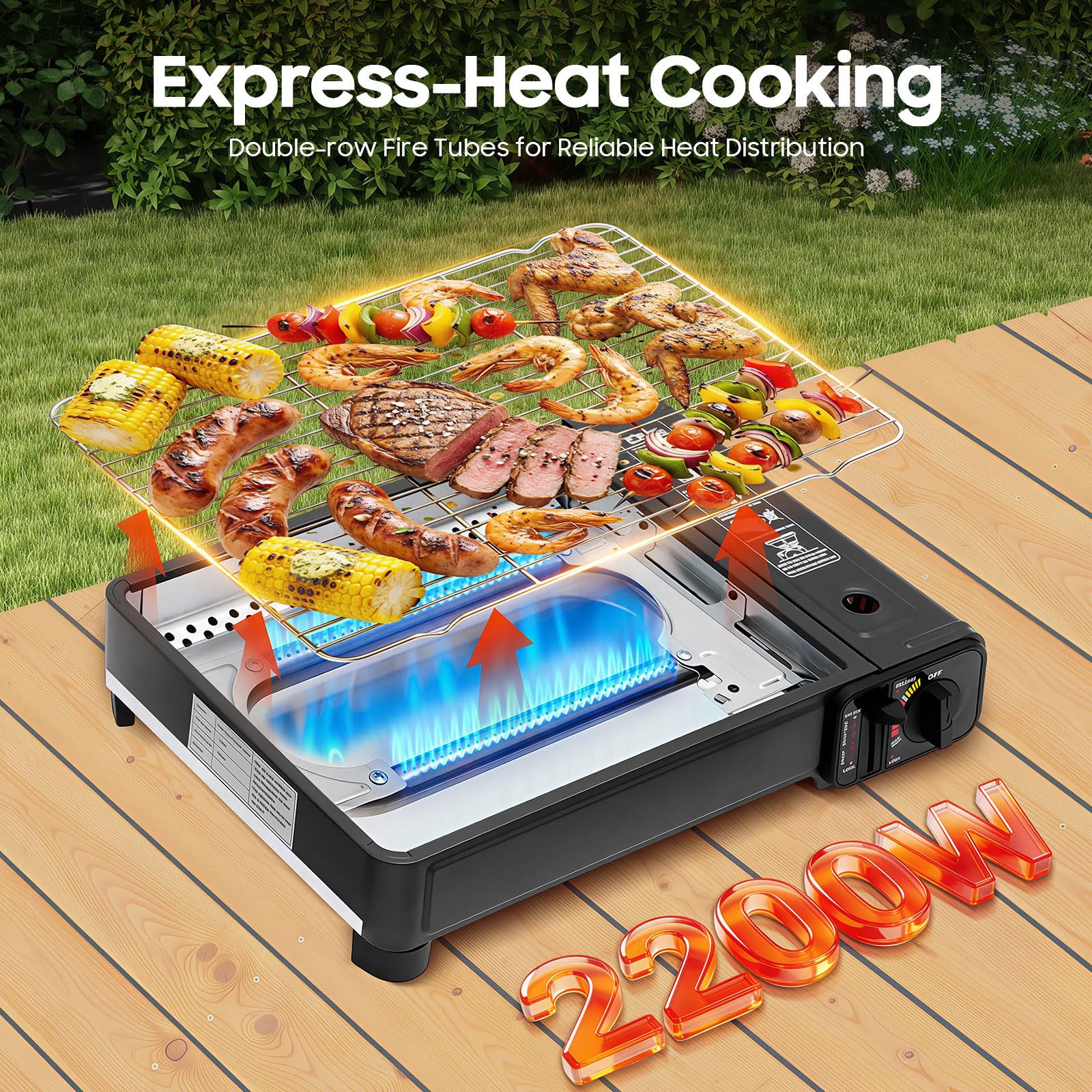 TiryyDrela barbecue a gas portatile 2,2 kW con valigetta