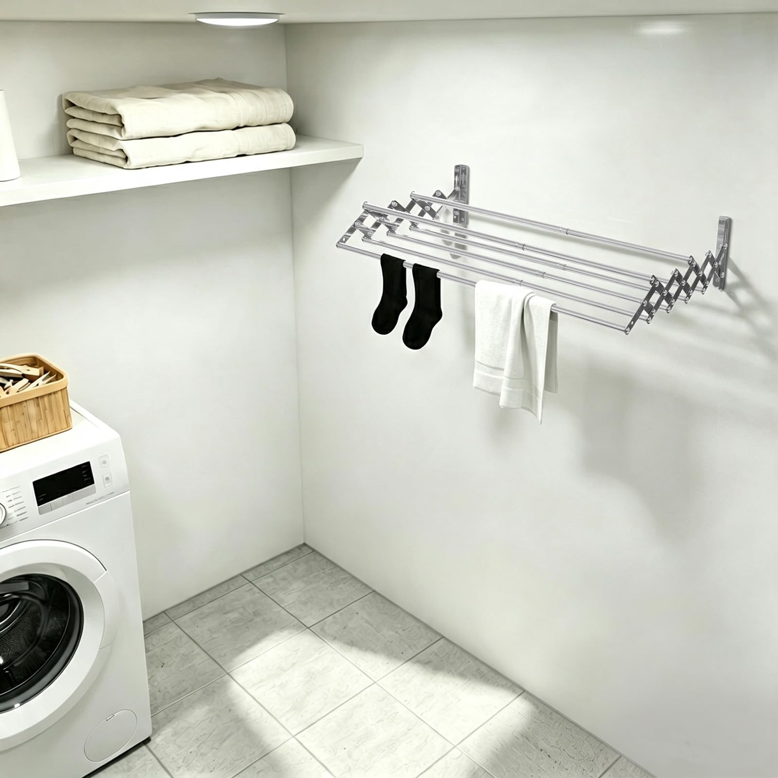 TiryyDrela Stendibiancheria Parete Acciaio Inox 7 Barre 40 kg