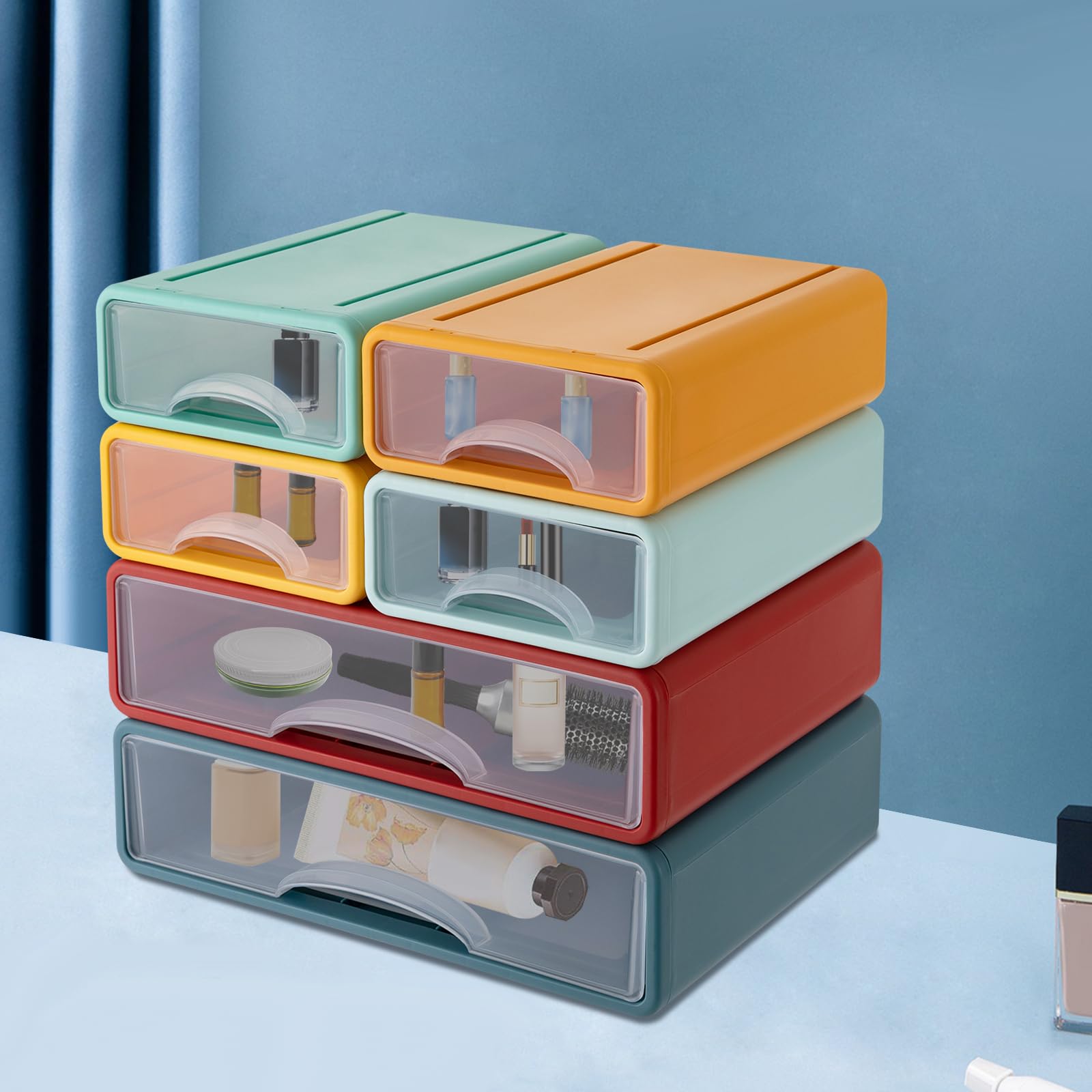 TiryyDrela Cassettiera Plastica 6 Cassetti 34x25x33 cm Traslucida