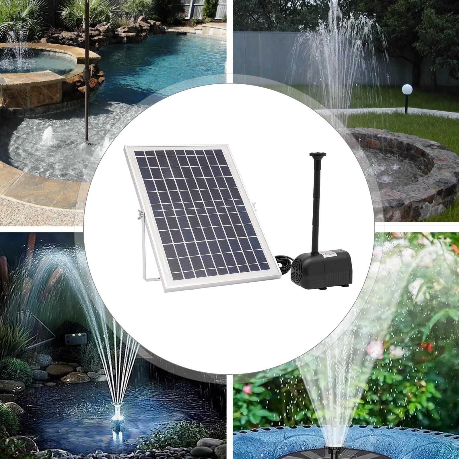 TiryyDrela Fontana Solare Esterna 10W Pompa 1000 L/h 1,5 m