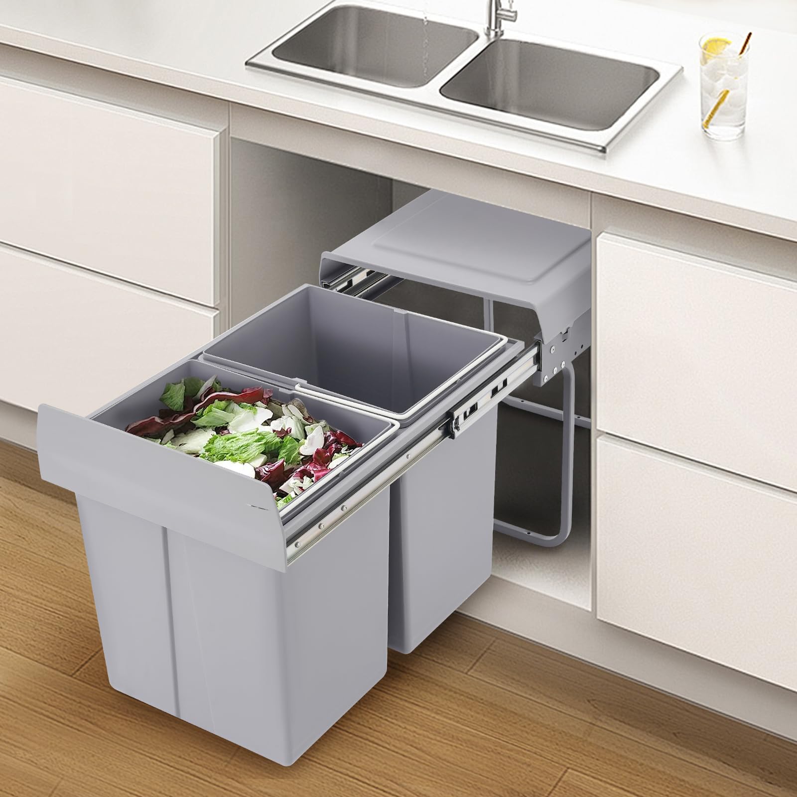 TiryyDrela Pattumiera Incasso Cucina Doppia 2x20 L Grigia