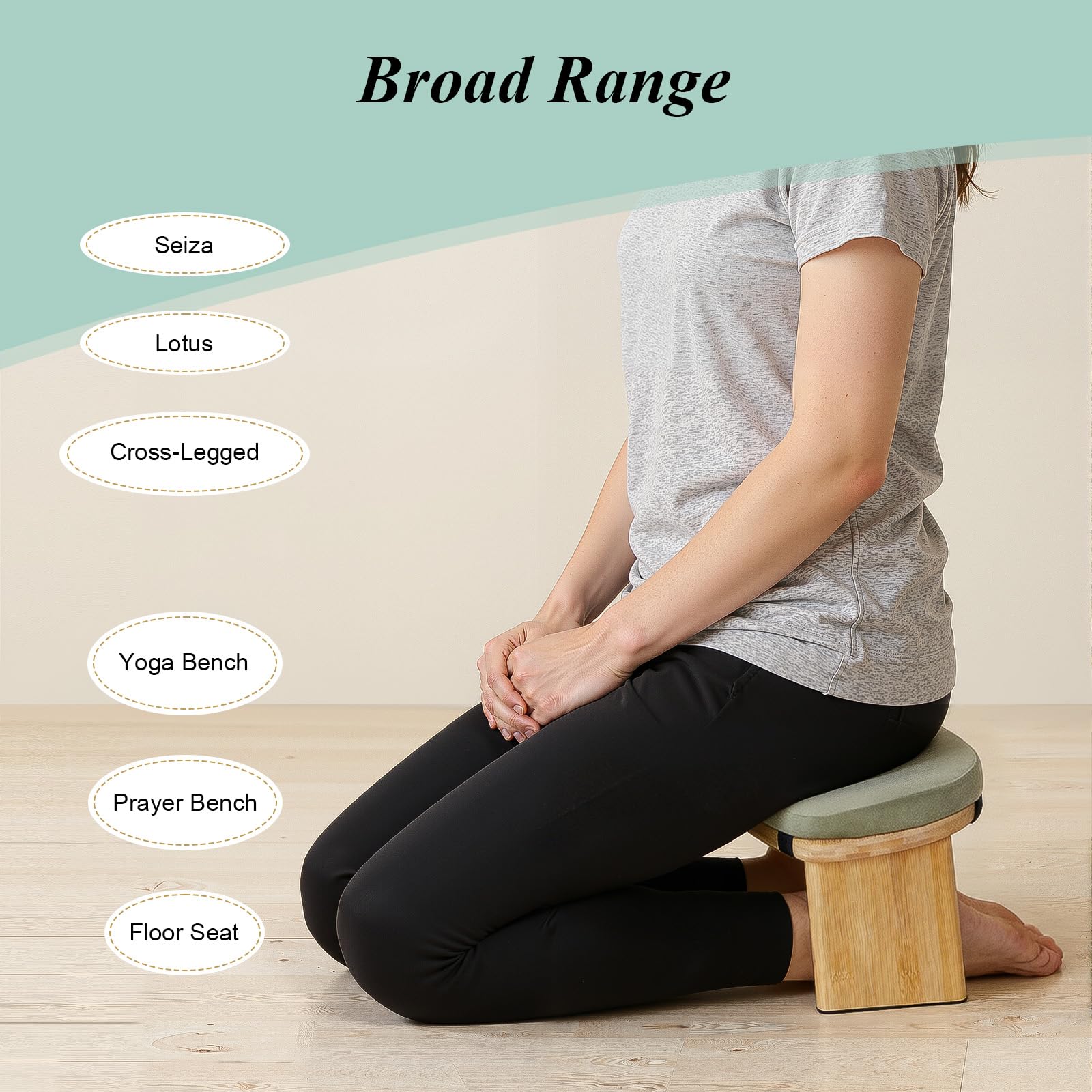 TiryyDrela Panca Meditazione Bambù Pieghevole con Cuscino 180 kg