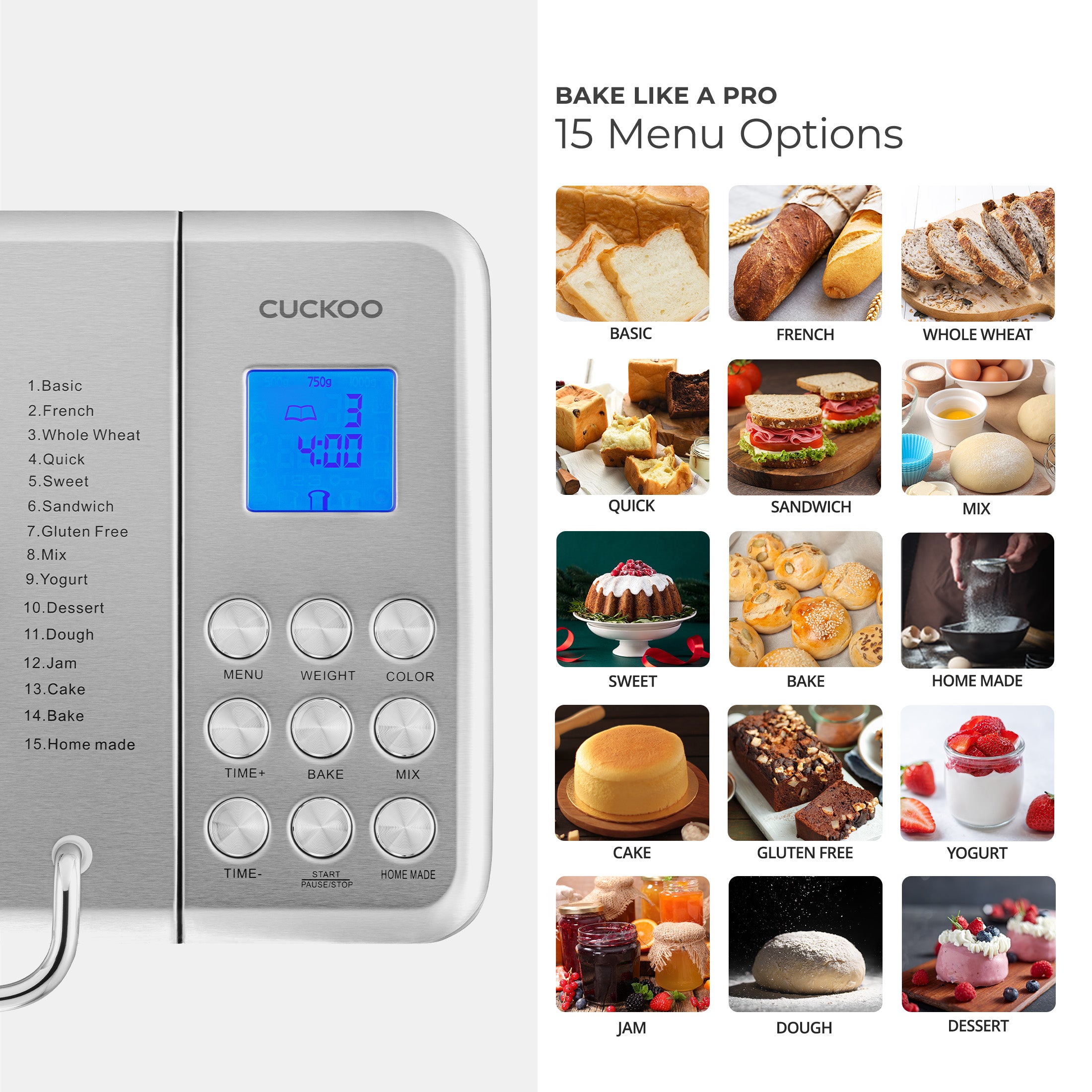 CUCKOO CBM-AAB101S macchina pane 2lb 17 programmi