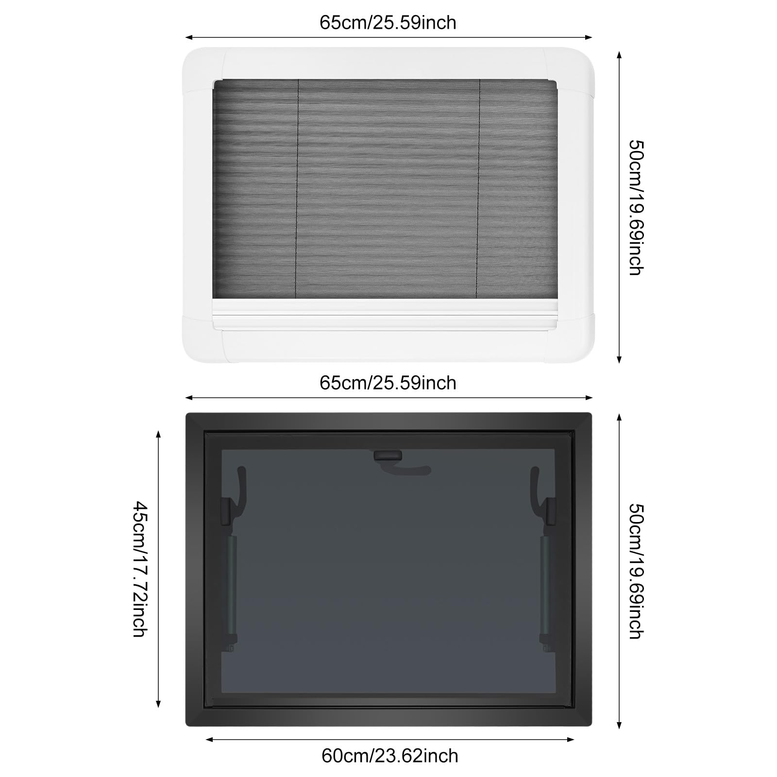 TiryyDrela Finestra Camper 60x45 cm Vetro Zanzariera 65°