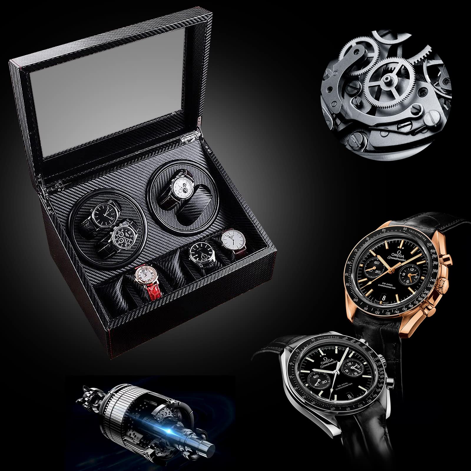 TiryyDrela scatola orologi 10 posti rotore automatico nera