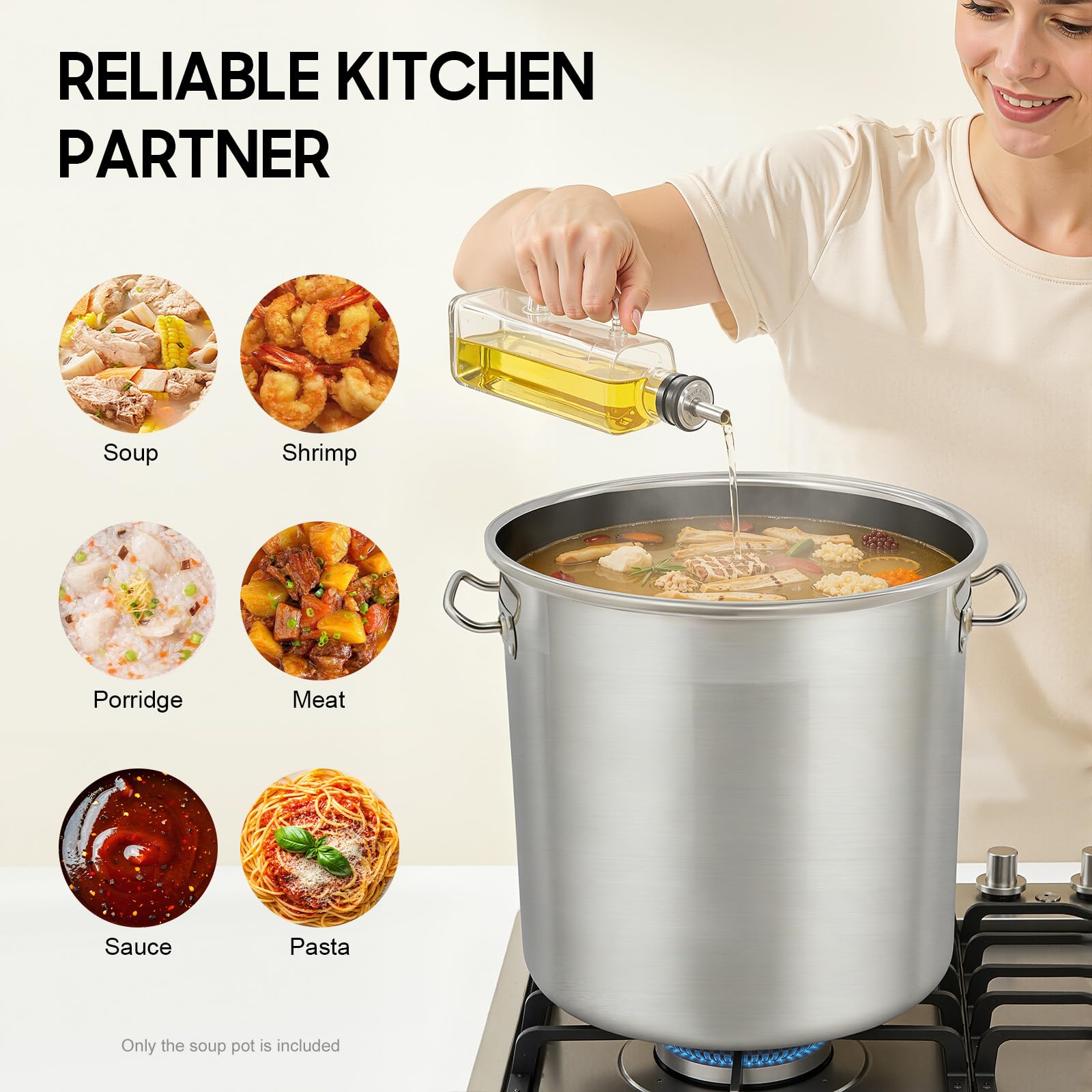 TiryyDrela Pentola Acciaio Inox 50 L Ø40 cm con Coperchio