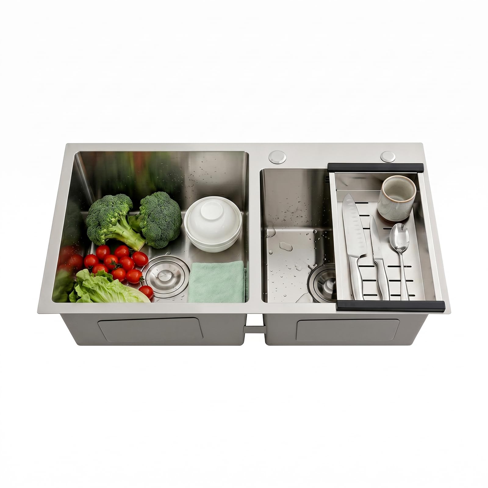 TiryyDrela Lavello Cucina 2 Vasche 78x43x21 cm Acciaio