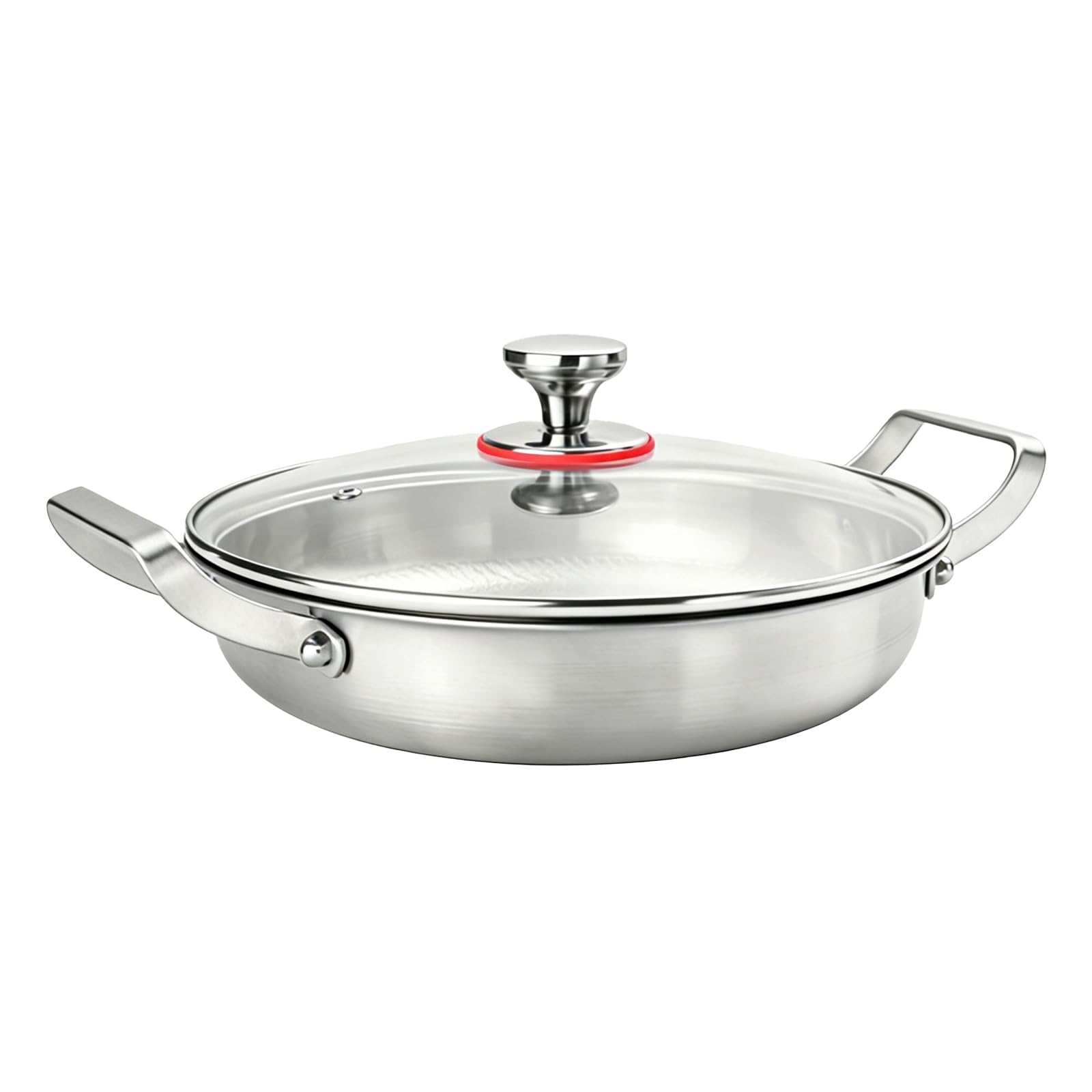 TiryyDrela padella acciaio inox 28 cm con coperchio vetro