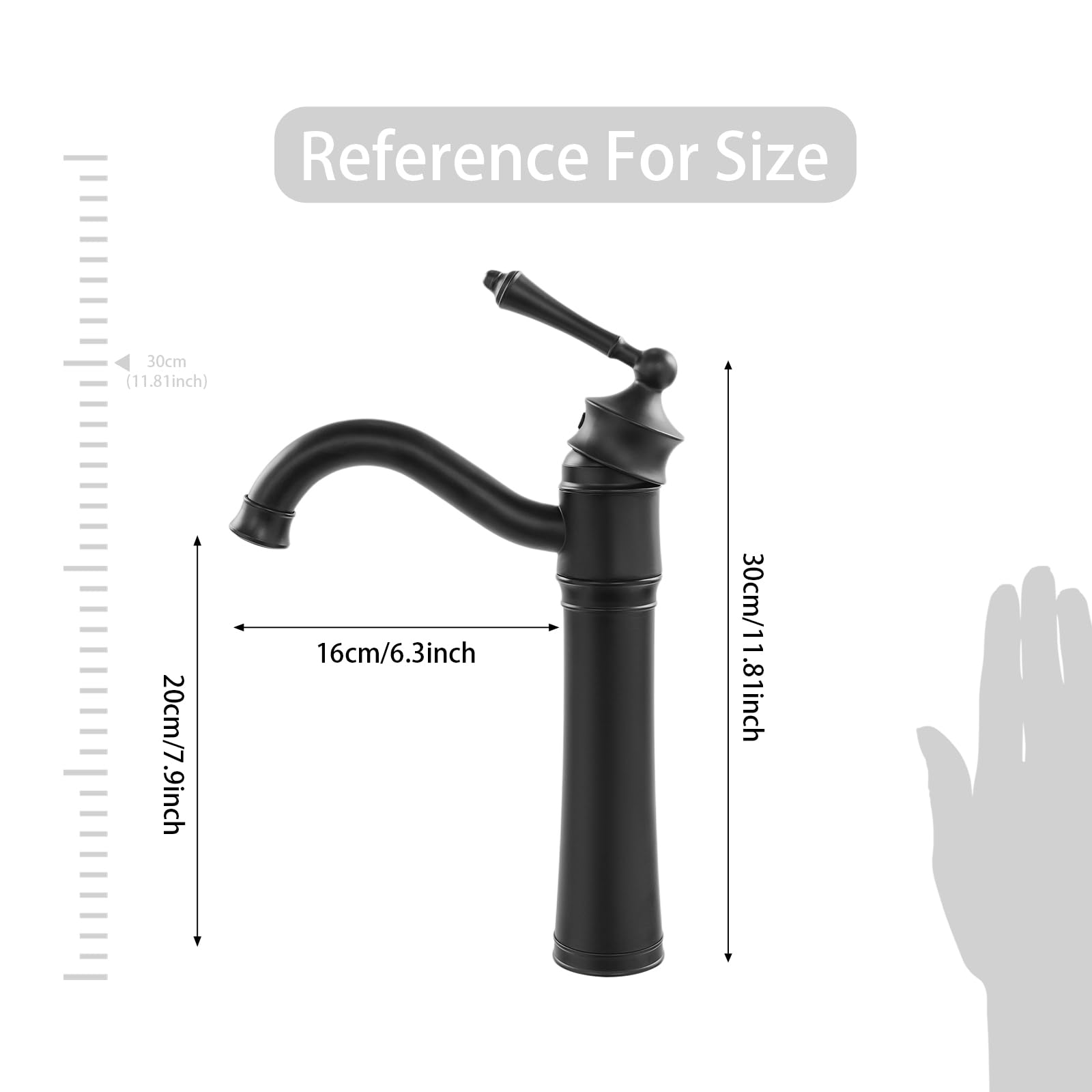 TiryyDrela Rubinetto Cucina Nero Girevole 360° 30 cm