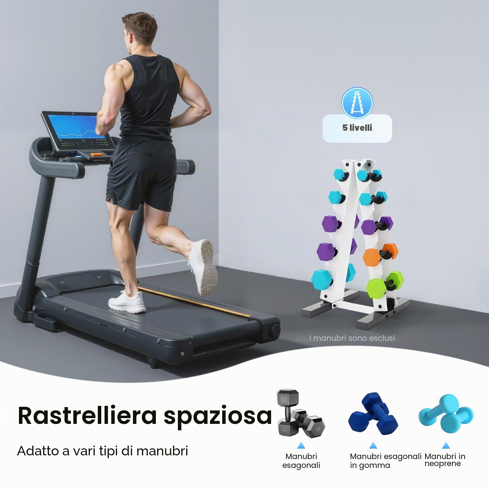 TiryyDrela rastrelliera manubri 5 livelli acciaio 100 kg