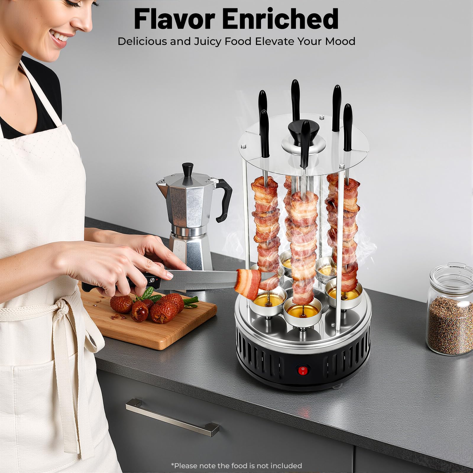 TiryyDrela Barbecue Verticale Elettrico Senza Fumo 1000W