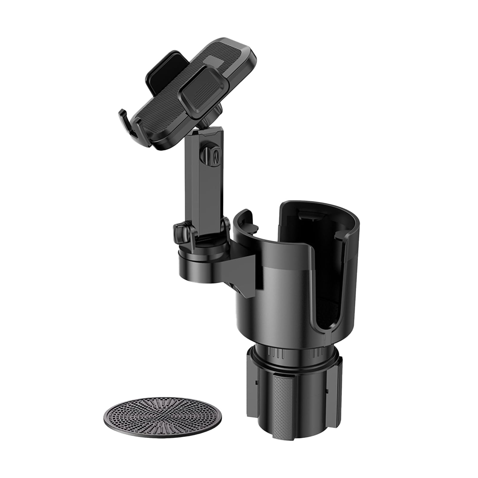 TiryyDrela Portabicchieri Auto 2 in 1 Nero con Porta Telefono