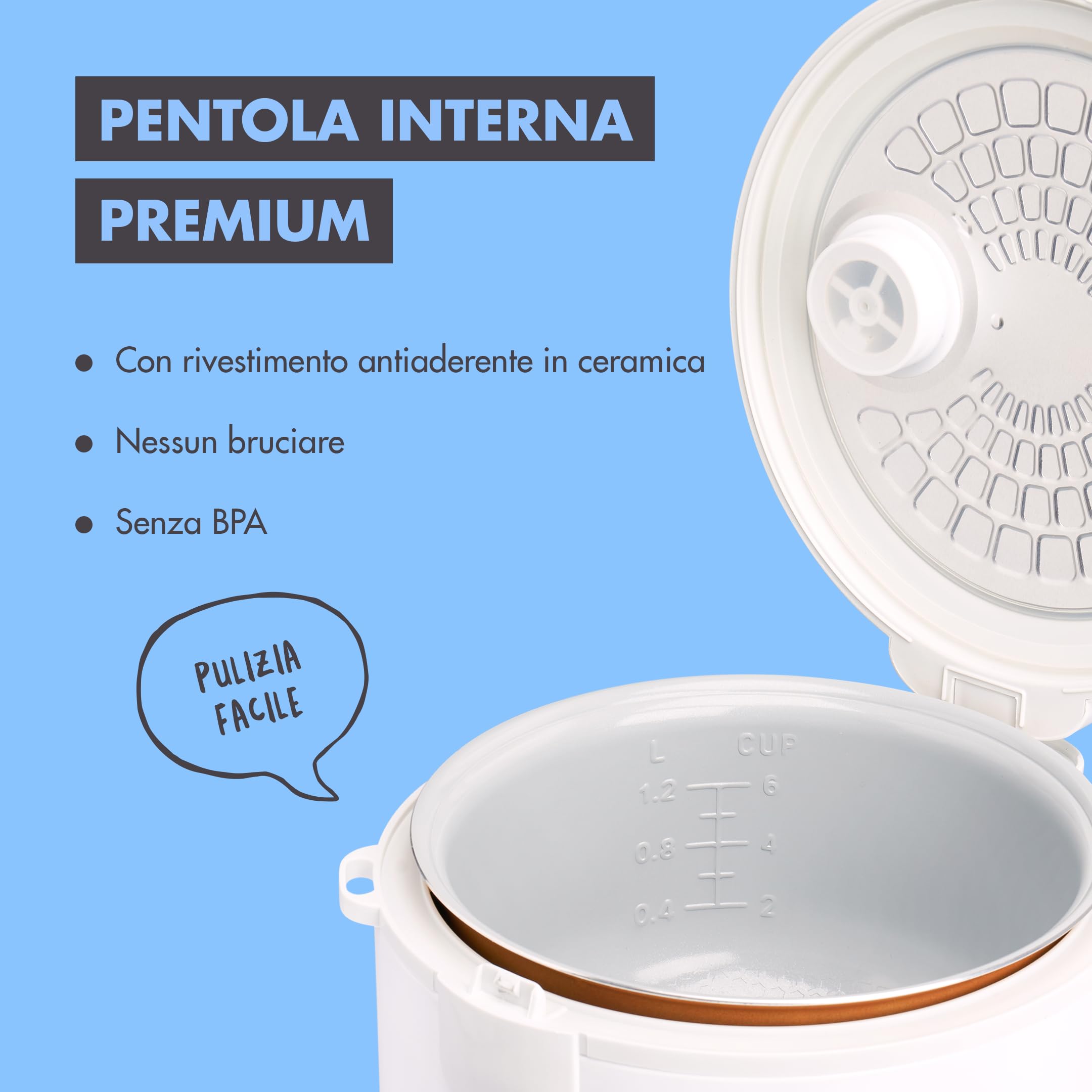 Reishunger cuociriso elettrico 1,2 L nero con cestello vapore