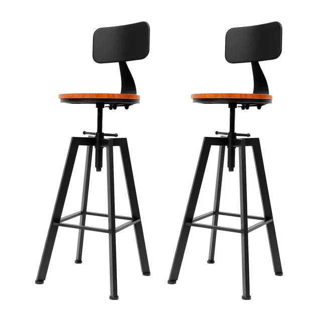 TiryyDrela Set 2 Sgabelli Bar Regolabili 64-84 cm Neri