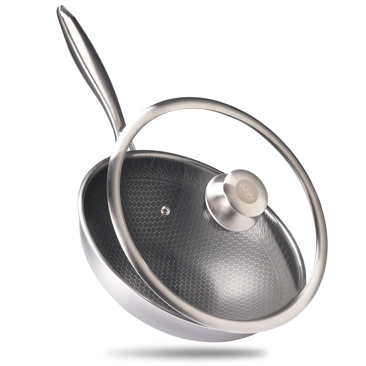 Reishunger Premium wok 28 cm con coperchio antiaderente induzione