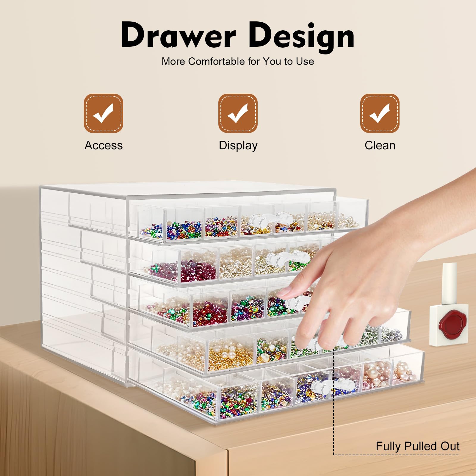TiryyDrela Organizer Acrilico 120 Scomparti 5 Cassetti Trasparente