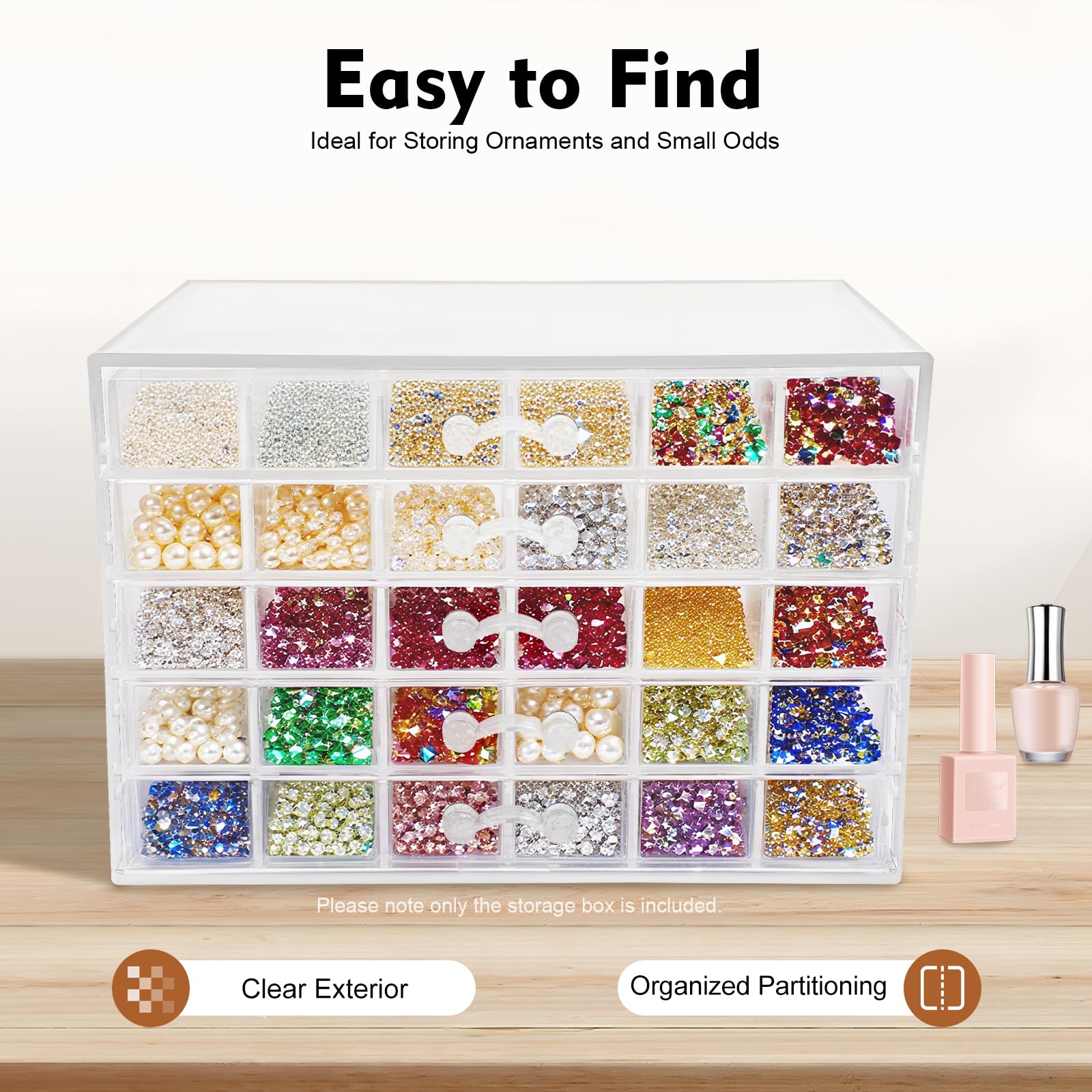 TiryyDrela Organizer Acrilico 120 Scomparti 5 Cassetti Trasparente
