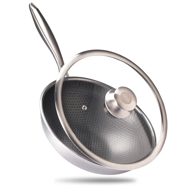 Reishunger Premium wok 28 cm con coperchio antiaderente induzione