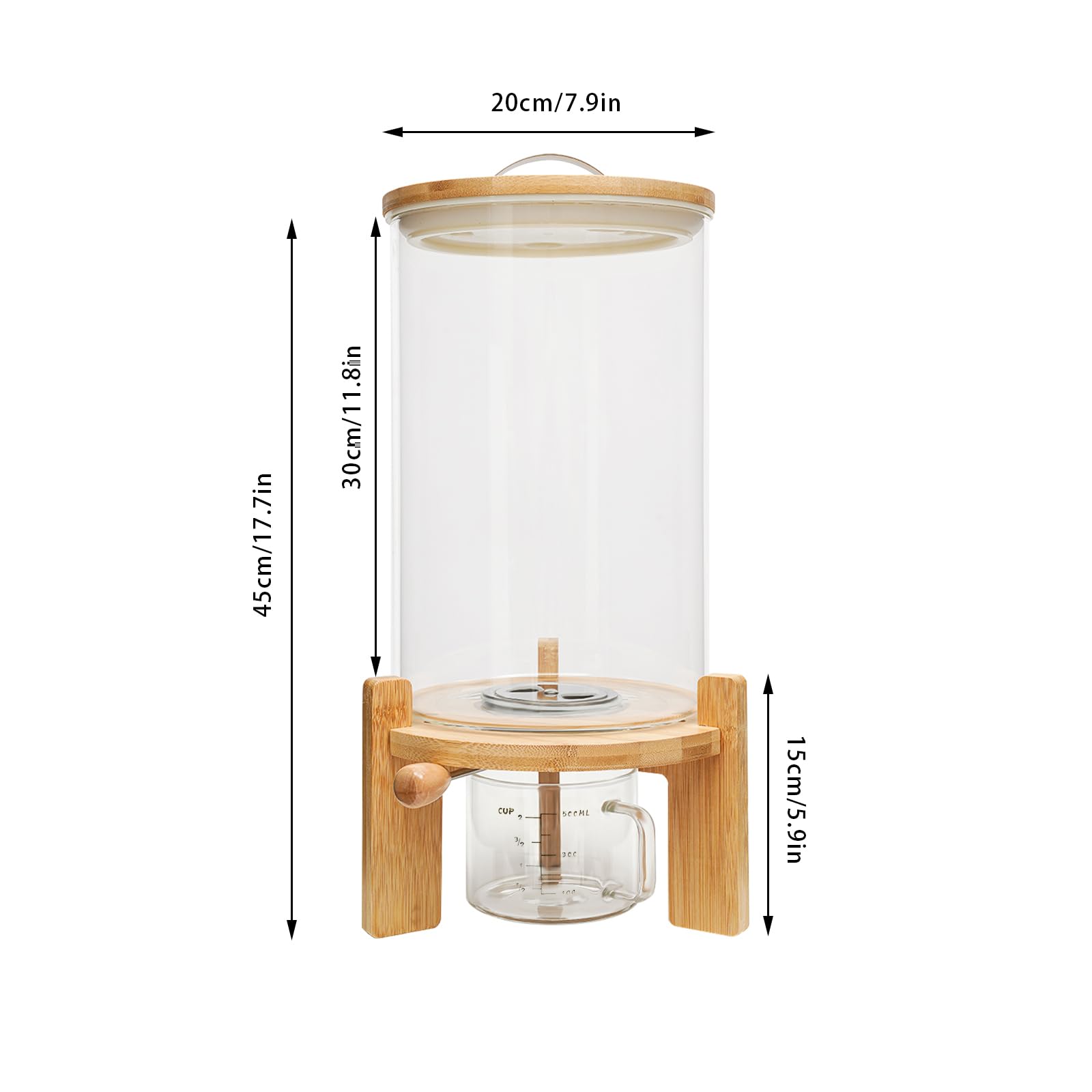 TiryyDrela dispenser cereali in vetro 7,5 L ermetico