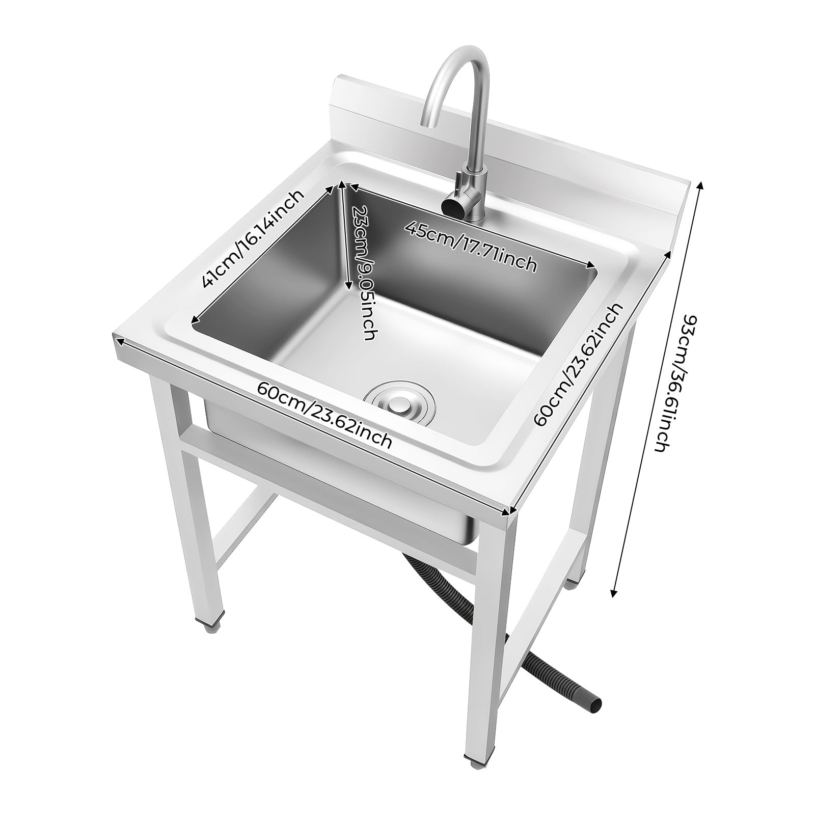 TiryyDrela Lavello Autoportante Inox 60x60 1 Vasca Antispruzzo