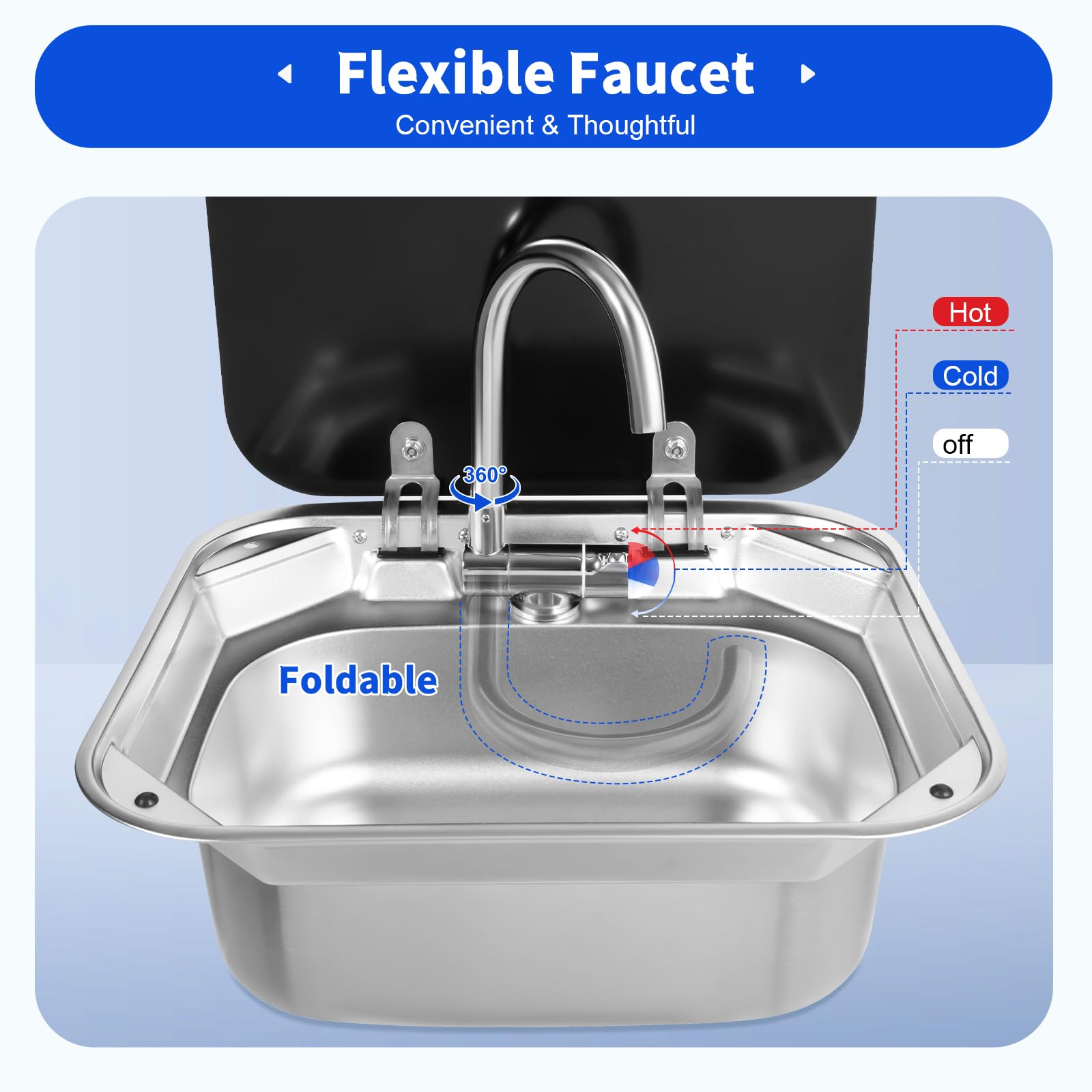 TiryyDrela lavello camper incasso inox con rubinetto vetro