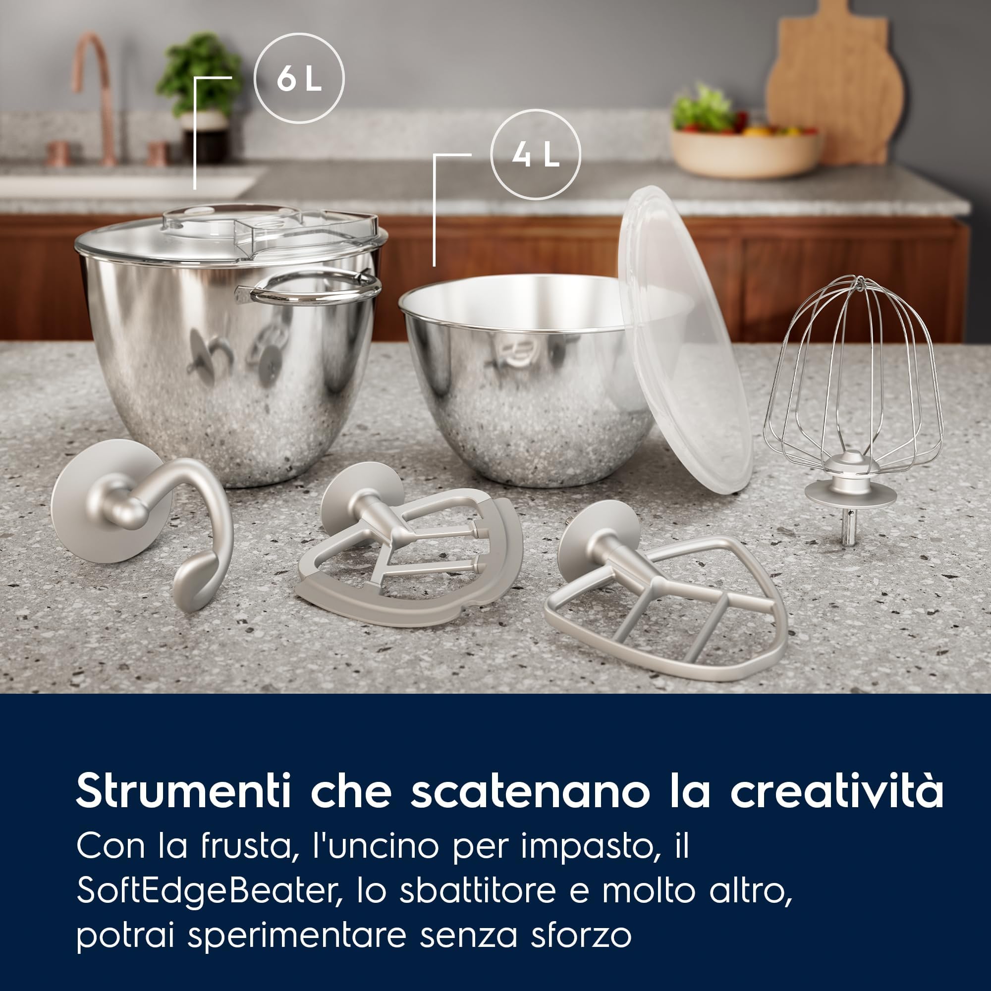 Electrolux E6KM1-4BPT impastatrice planetaria nero 1200W 6L