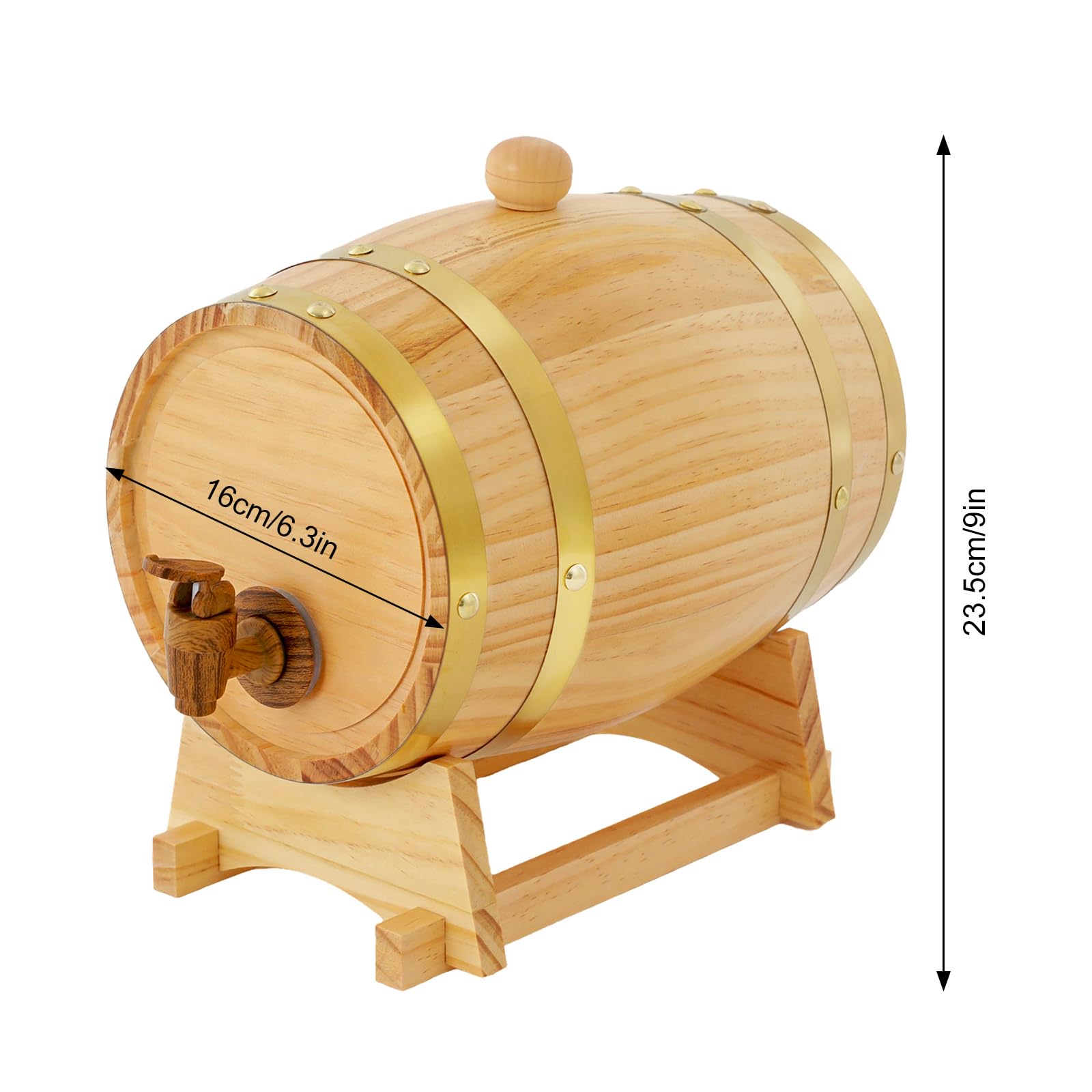TiryyDrela Botte Vino Pino 3L con Rubinetto Vintage