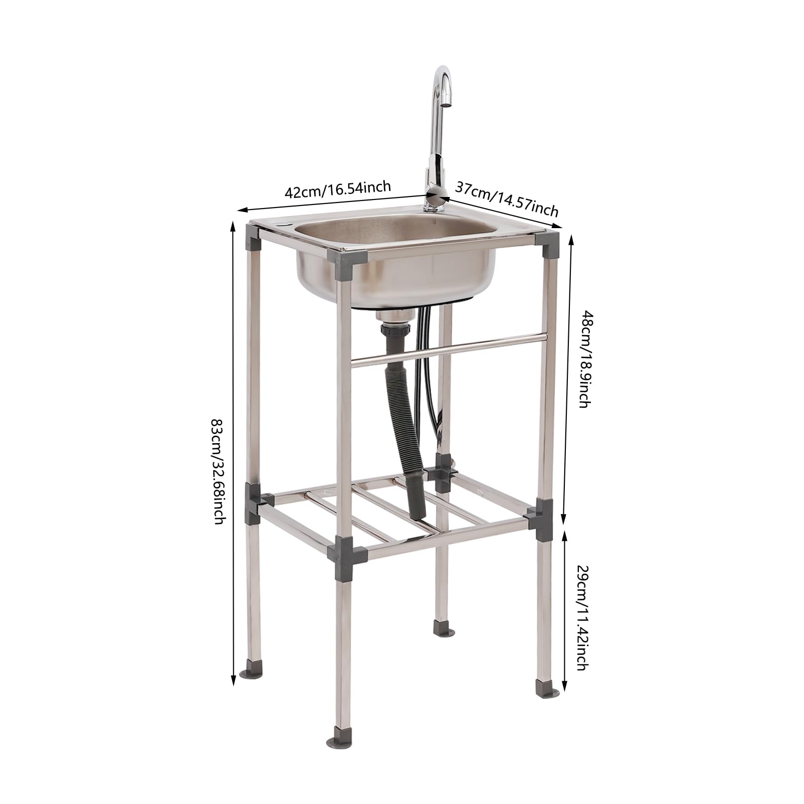 TiryyDrela Lavello Acciaio Inox 1 Vasca Autoportante con Rubinetto