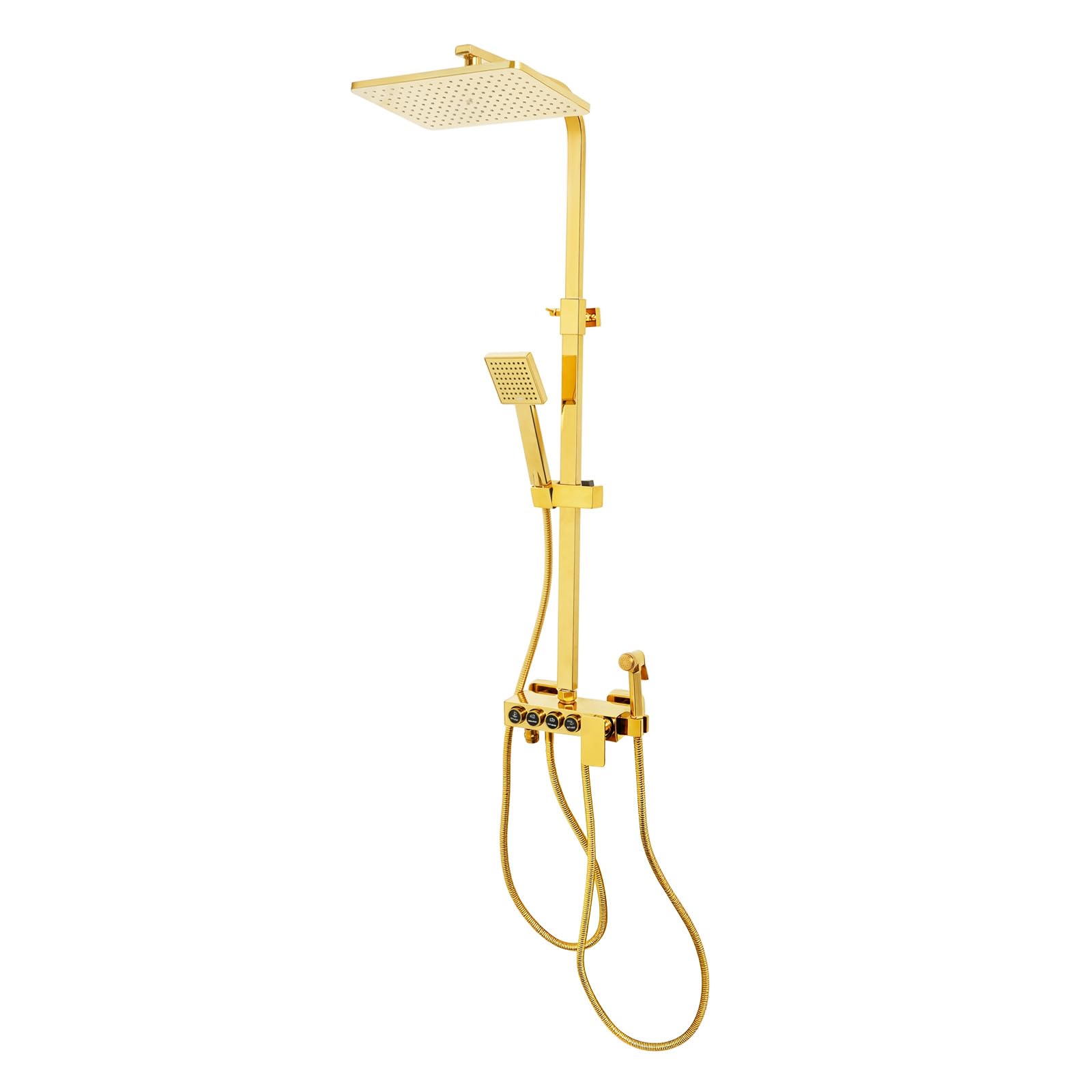 TiryyDrela Colonna Doccia Oro Soffione 31,5 cm Altezza 80-120 cm