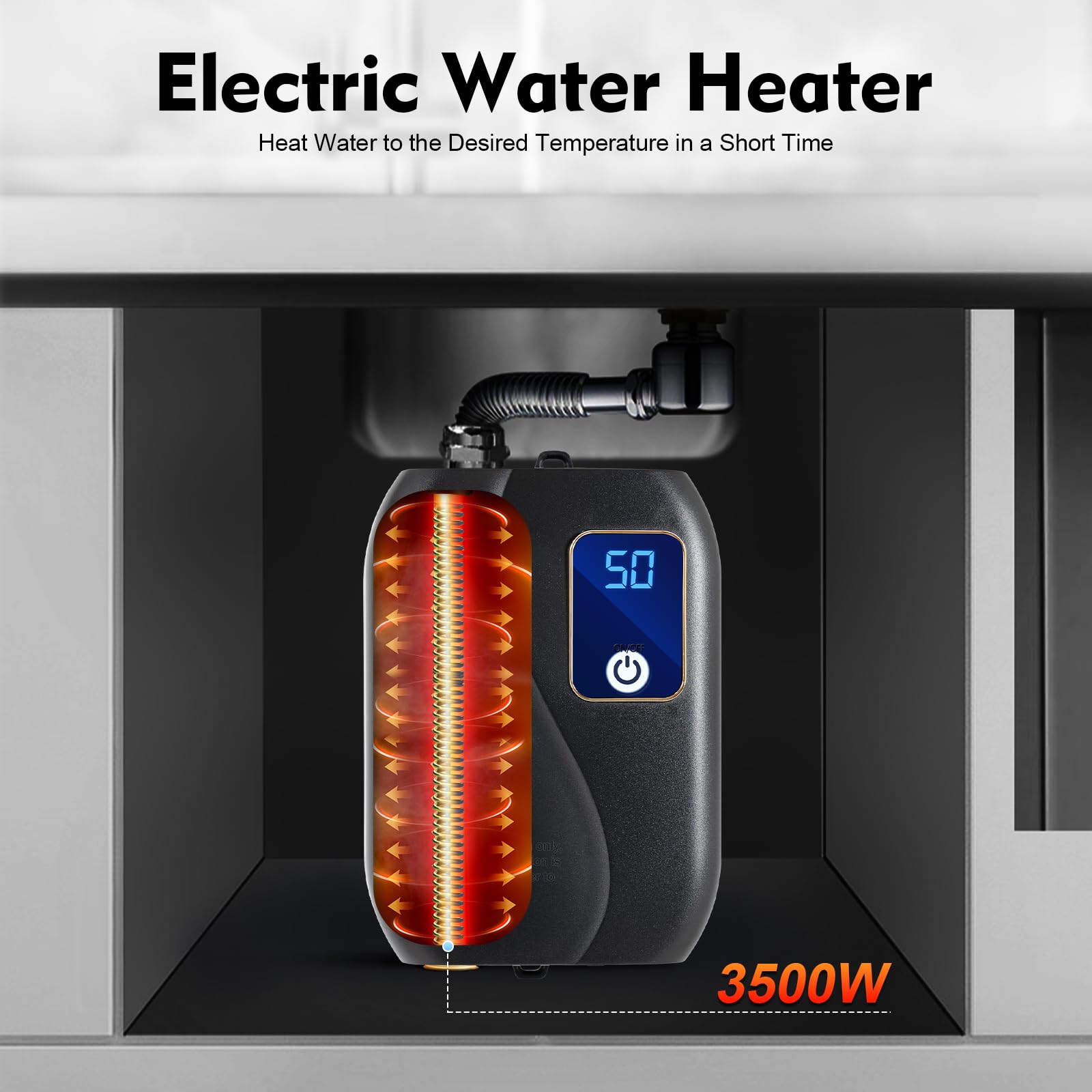 TiryyDrela Scaldabagno istantaneo 3500 W nero 25-50°C