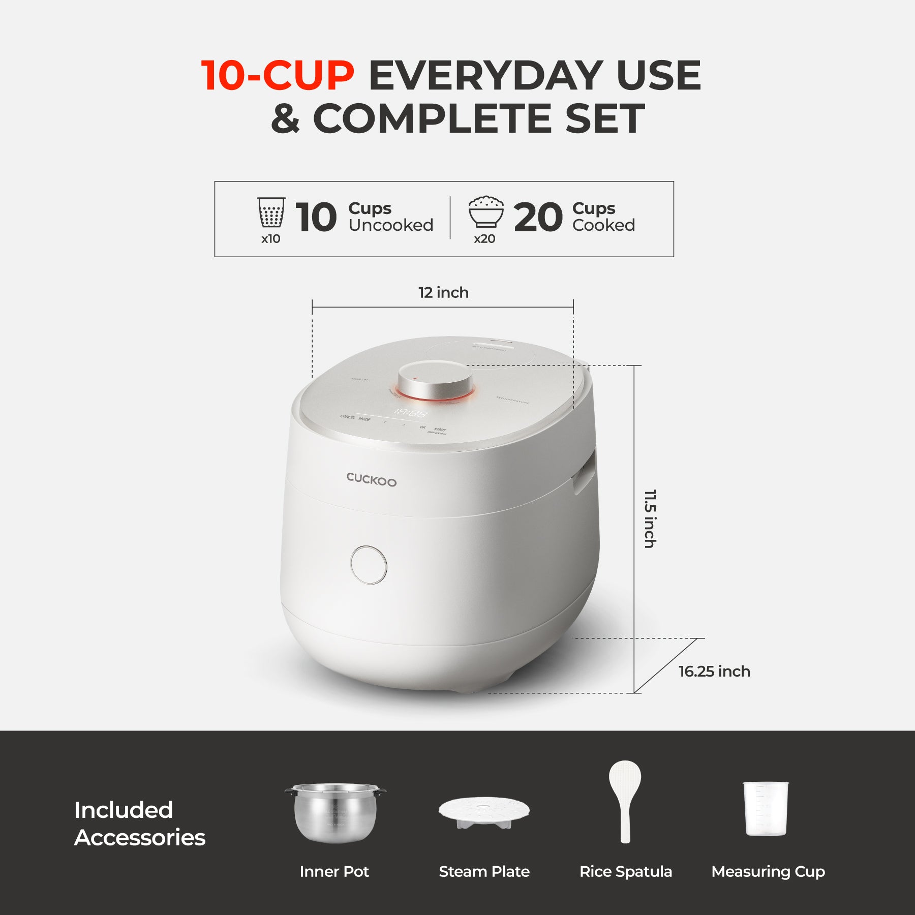 Cuckoo Twin Pressure CRP-OHTR1009FWS cuociriso 10 tazze IH inox