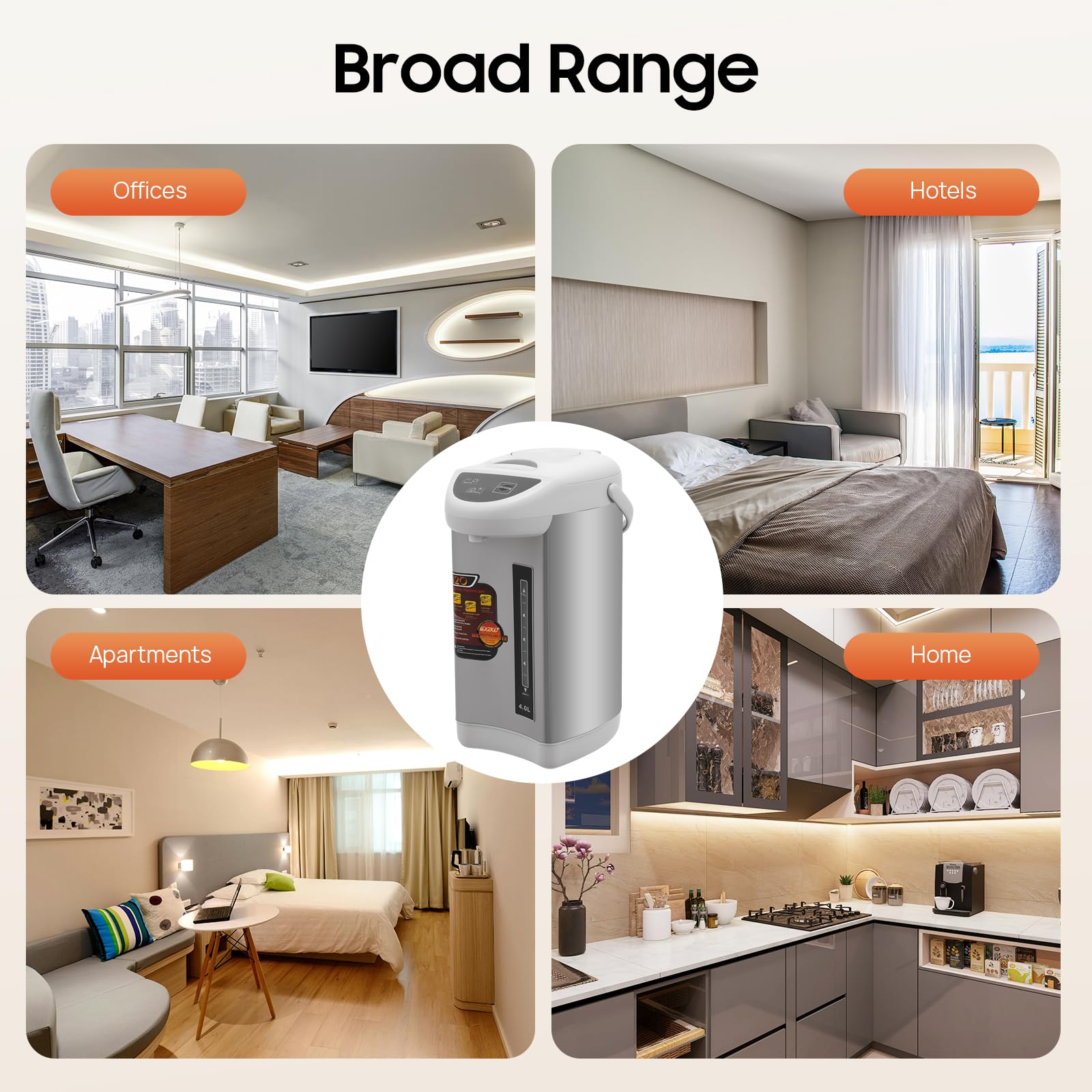 TiryyDrela Bollitore elettrico acciaio inox 4L 750W