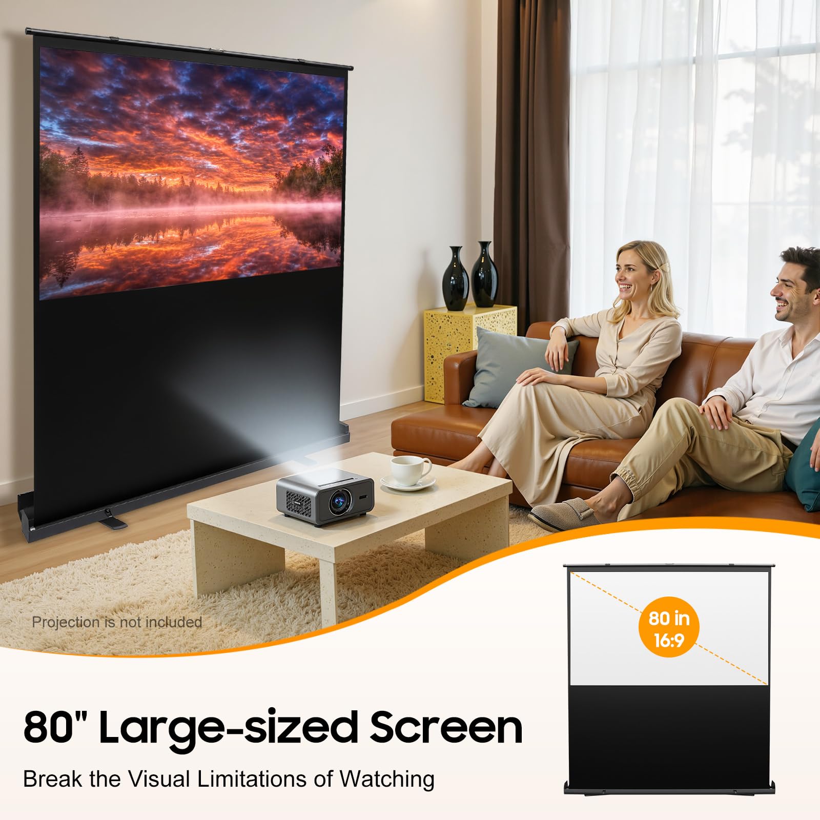 TiryyDrela Schermo Proiezione 80 Pollici con Treppiede 4K
