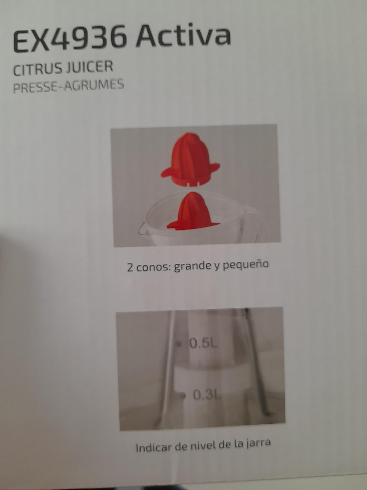 Ufesa EX4936 Spremiagrumi Elettrico 0,7L Doppio Cono