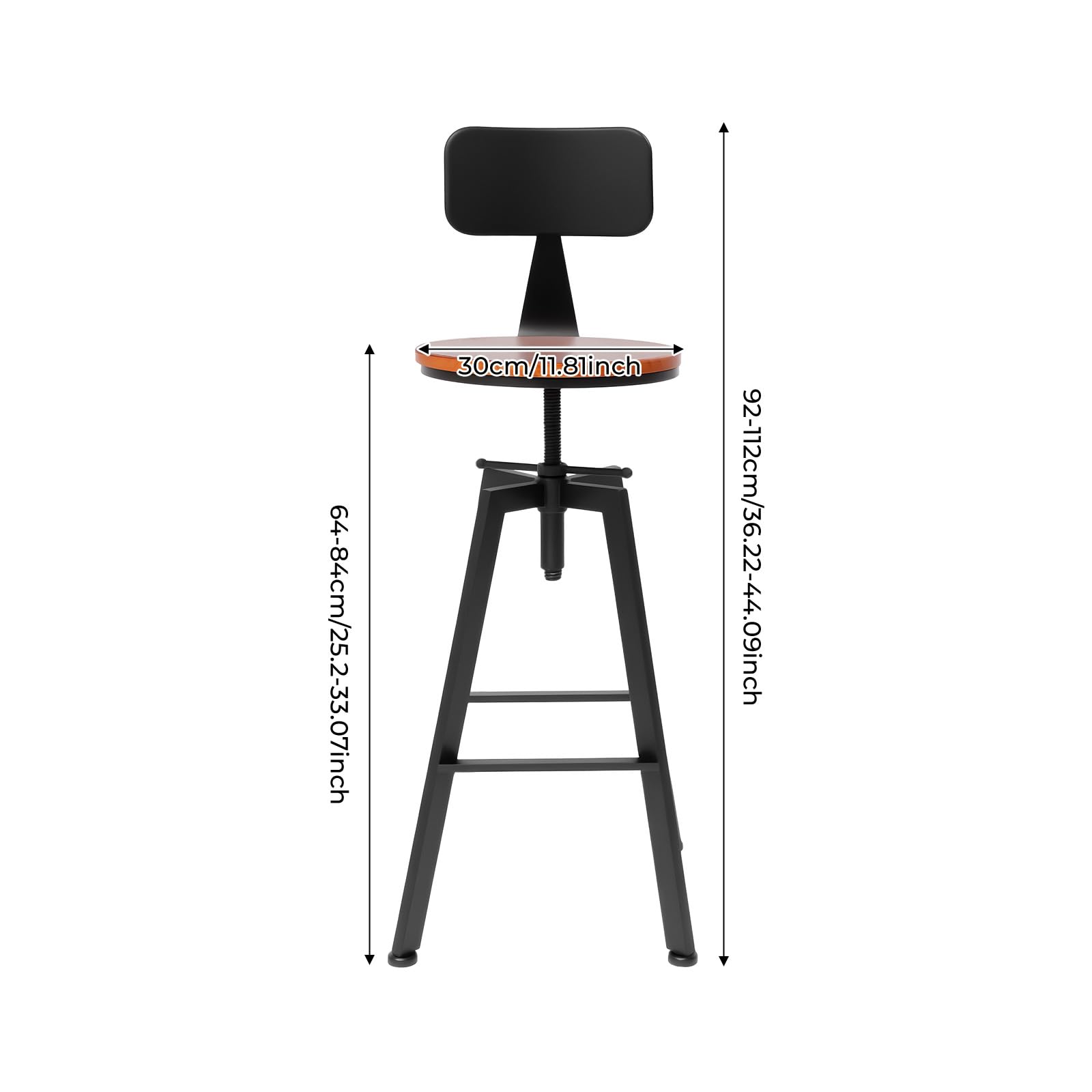 TiryyDrela Set 2 Sgabelli Bar Regolabili 64-84 cm Neri